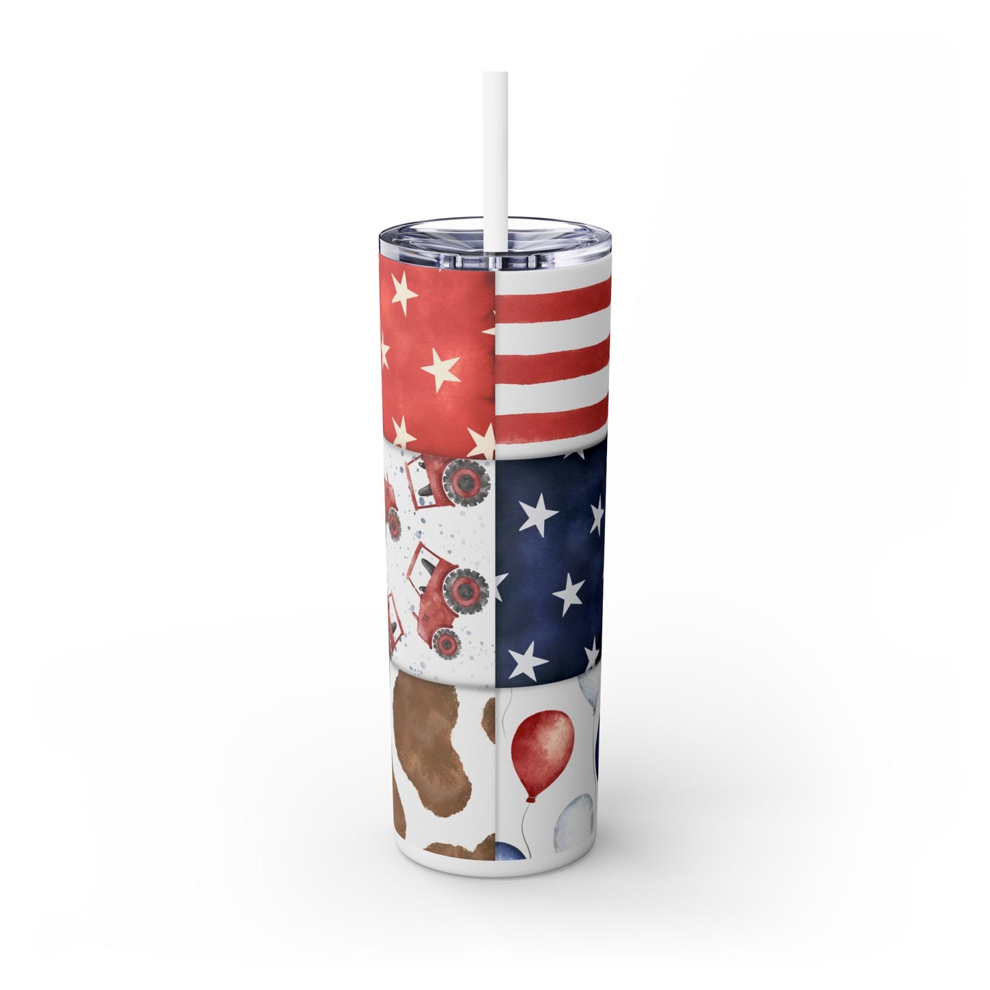 Patriot Patchwork Skinny Tumbler