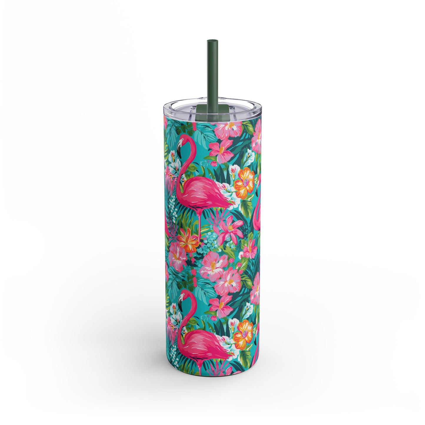 Pink Paradise Skinny Tumbler with screw-on slide