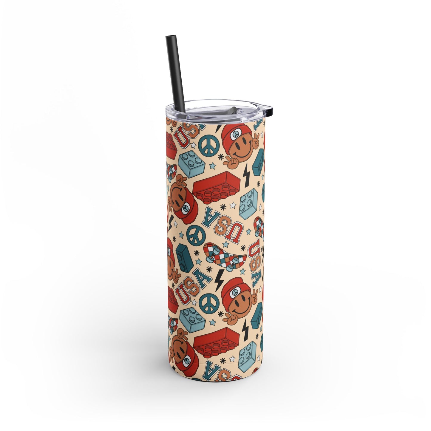 Smiles & Stripes Skinny Tumbler with screw-on slide
