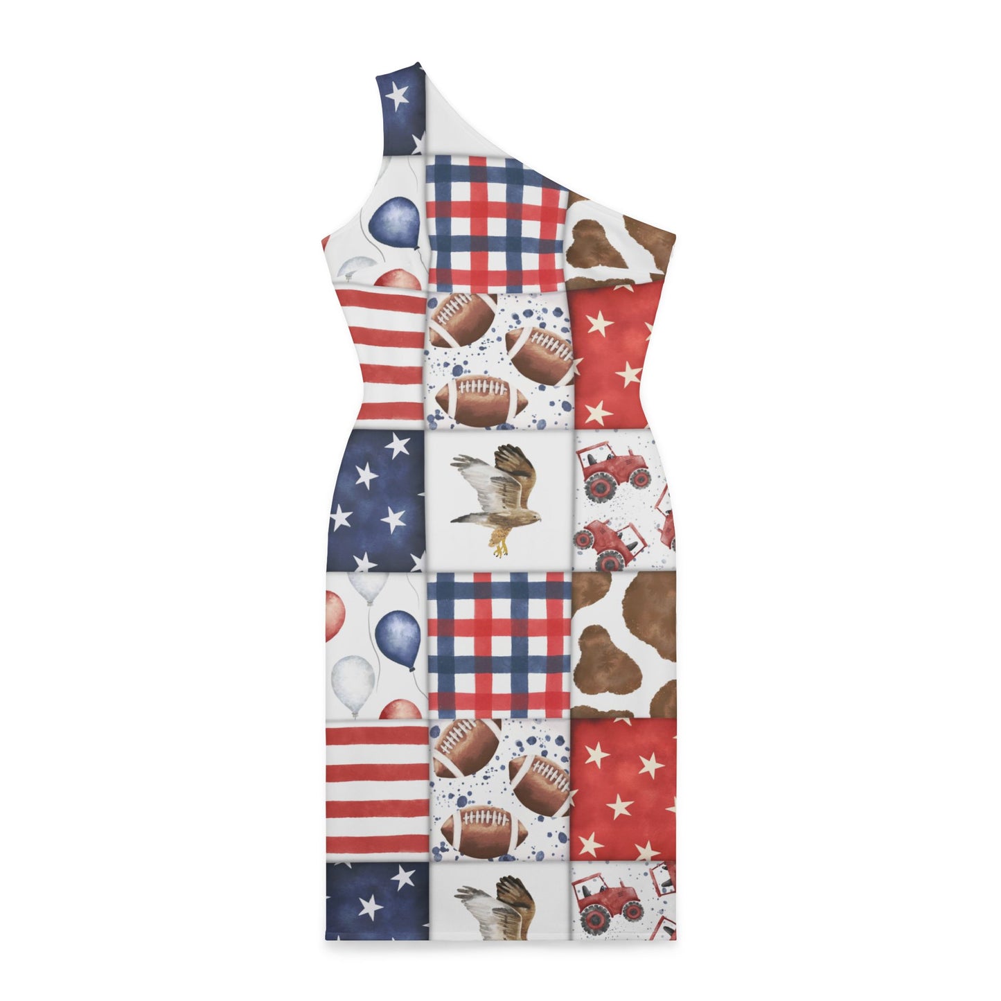 Patriot Patchwork One Shoulder Dress