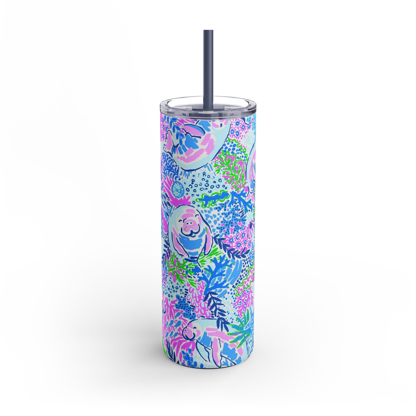 Manatee Paradise Skinny Tumbler with screw-on slide