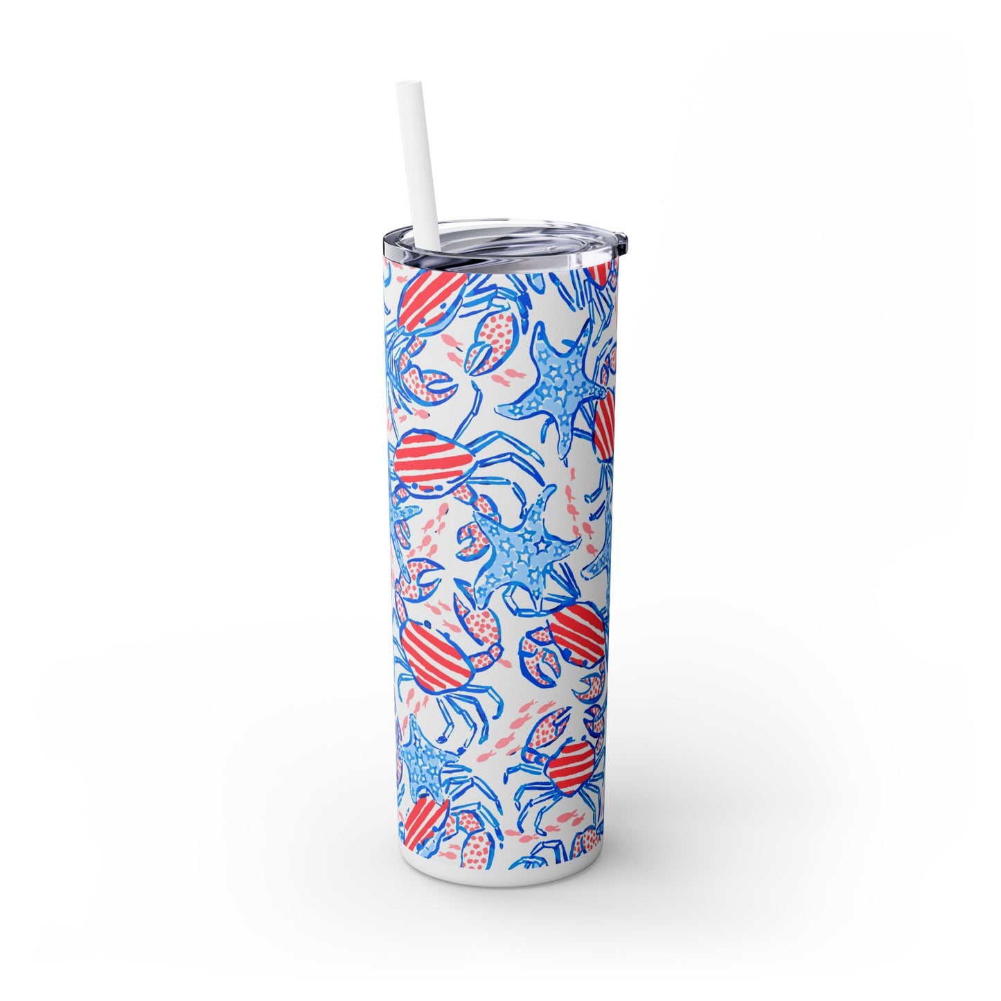 Patriotic Crab & Seashell Skinny Tumbler