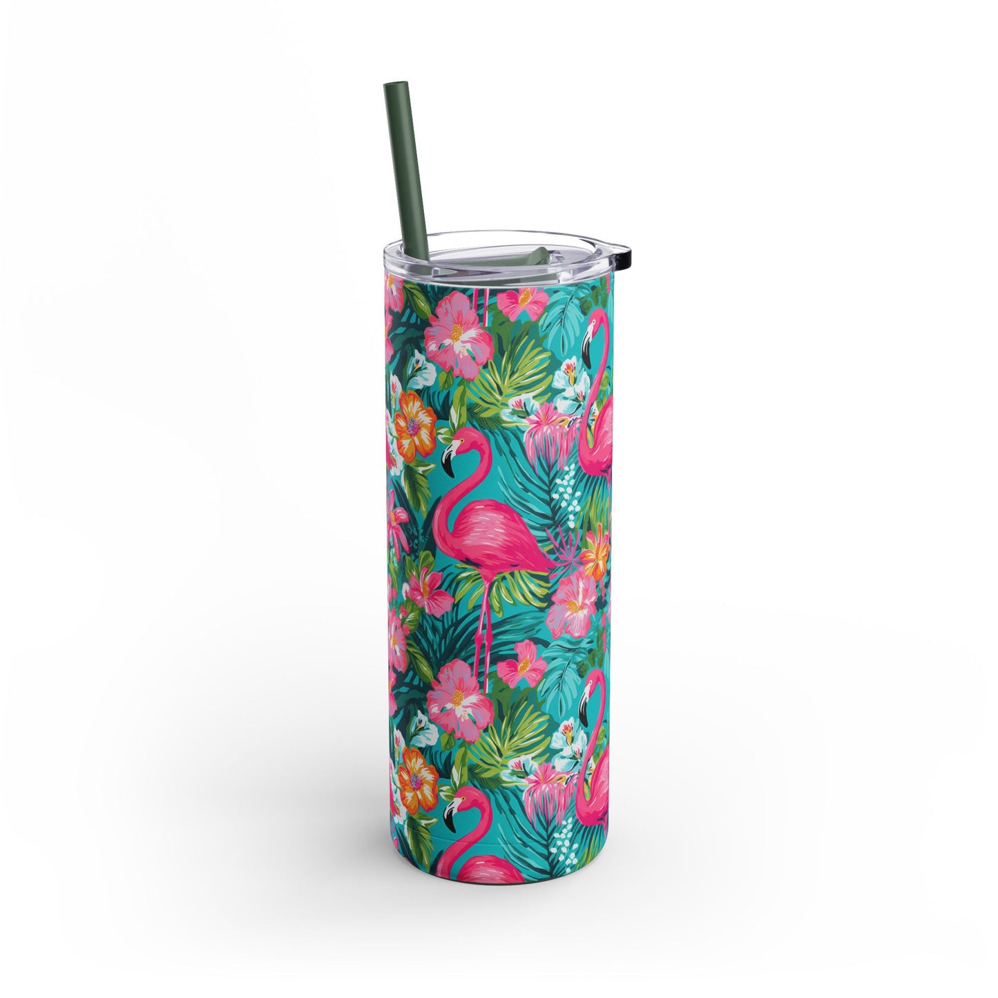 Pink Paradise Skinny Tumbler with screw-on slide