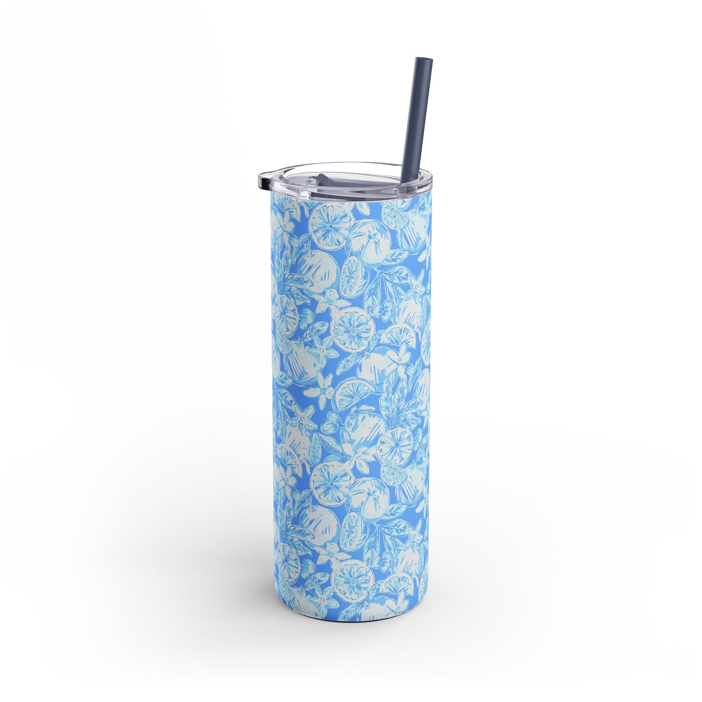 White Orchard Skinny Tumbler with screw-on slide