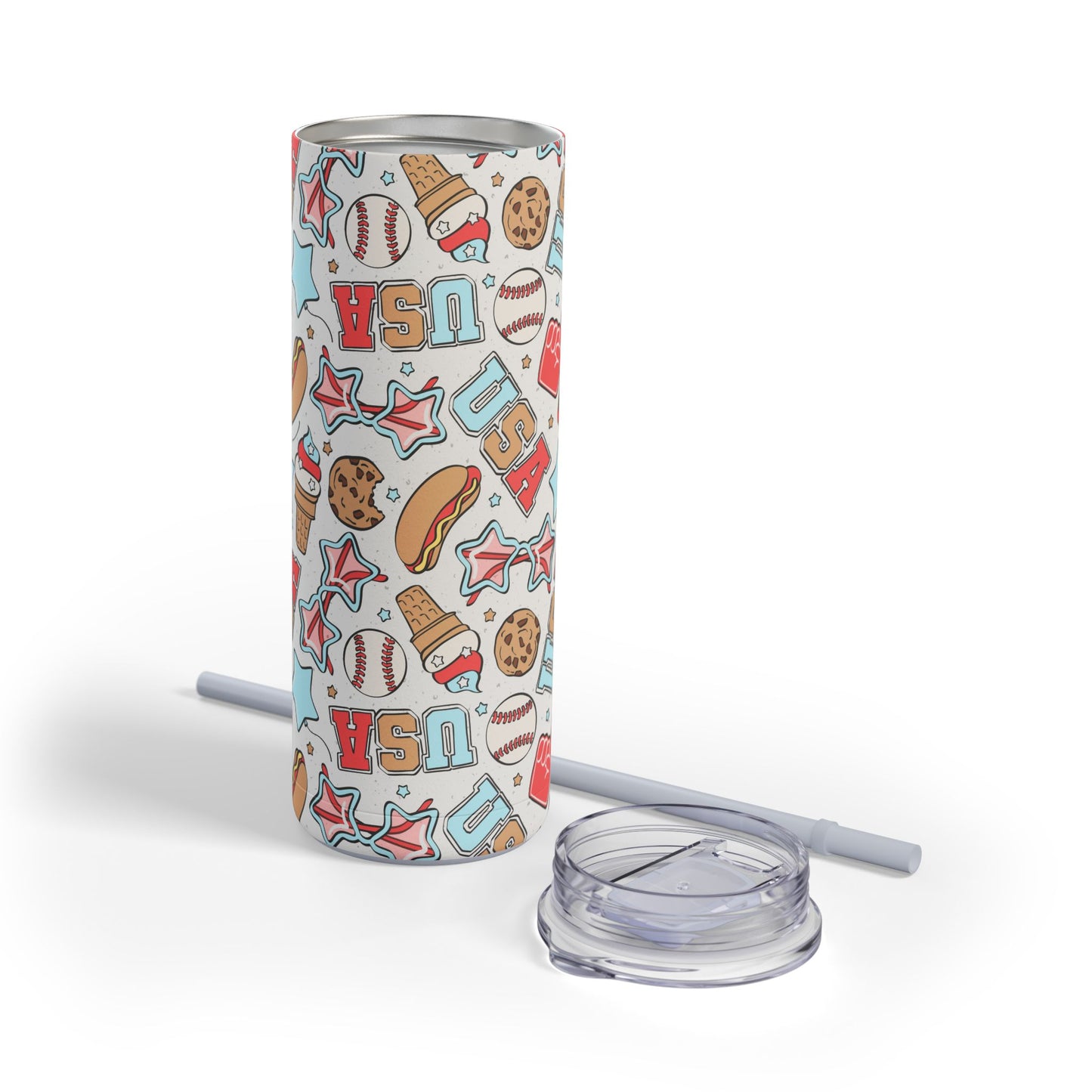 American Treats Skinny Tumbler with screw-on slide