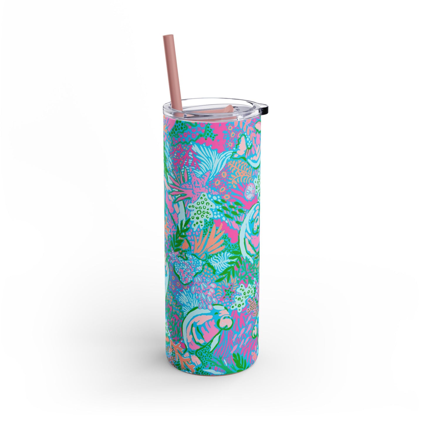 Manatee Paradise Skinny Tumbler with screw-on slide