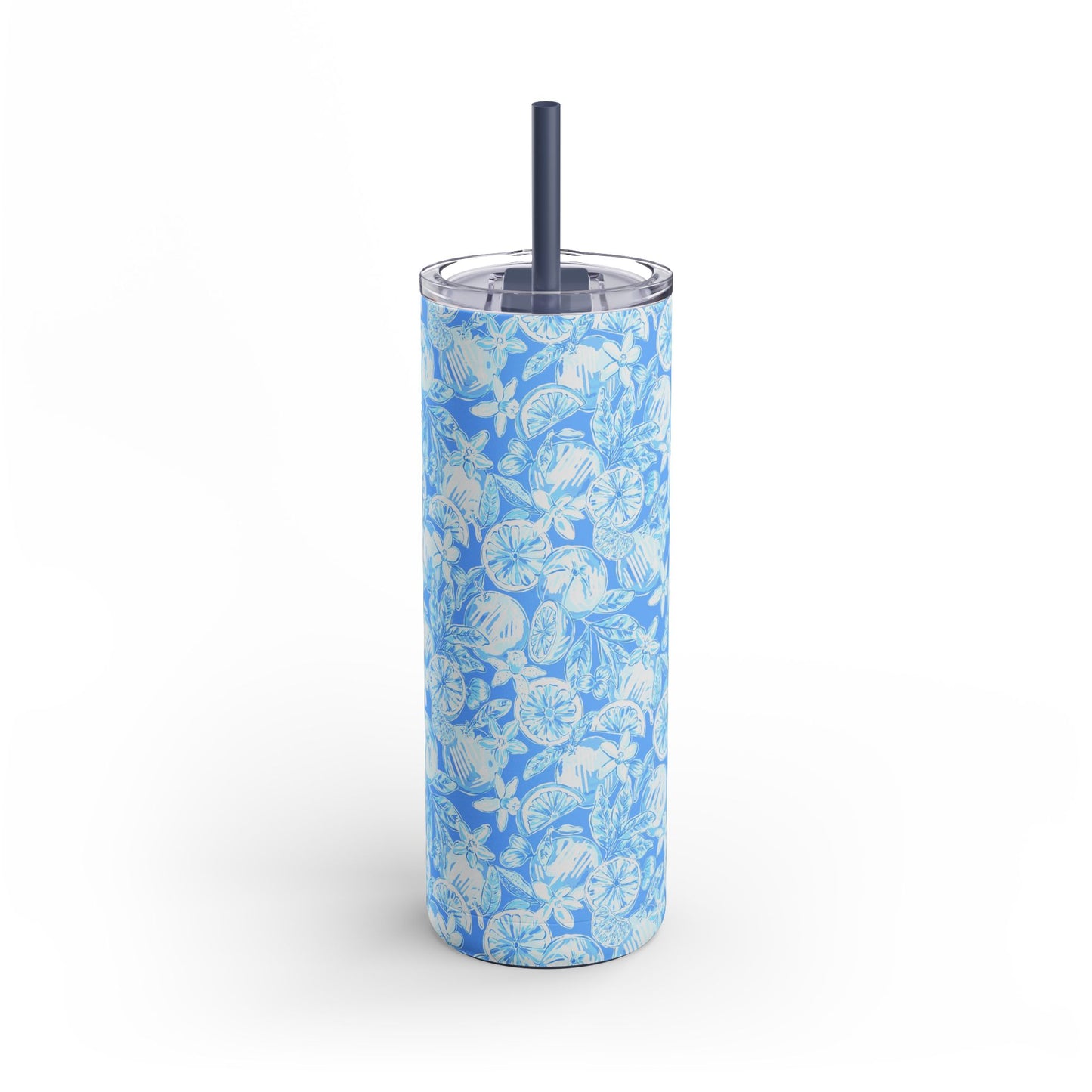 White Orchard Skinny Tumbler with screw-on slide