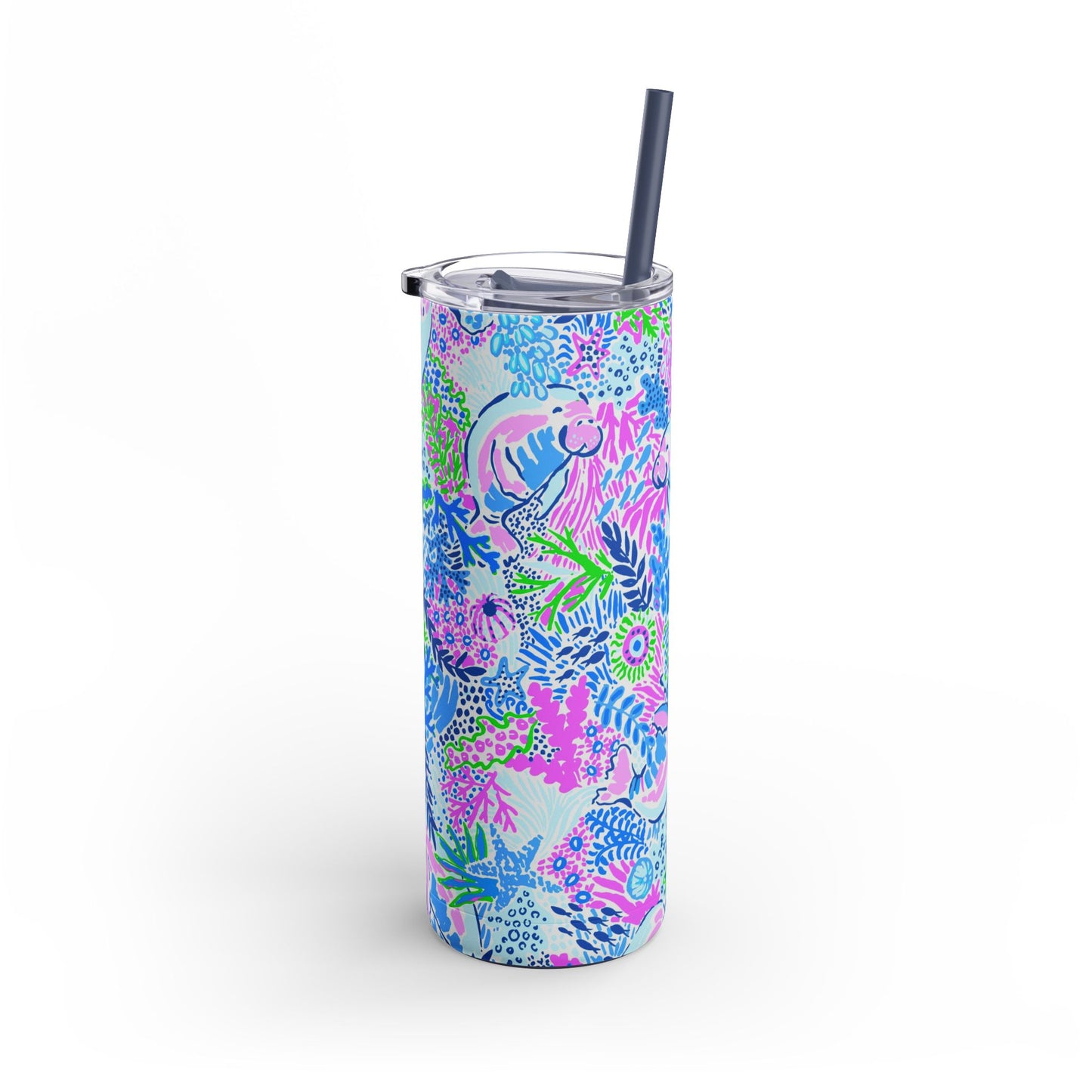 Manatee Paradise Skinny Tumbler with screw-on slide