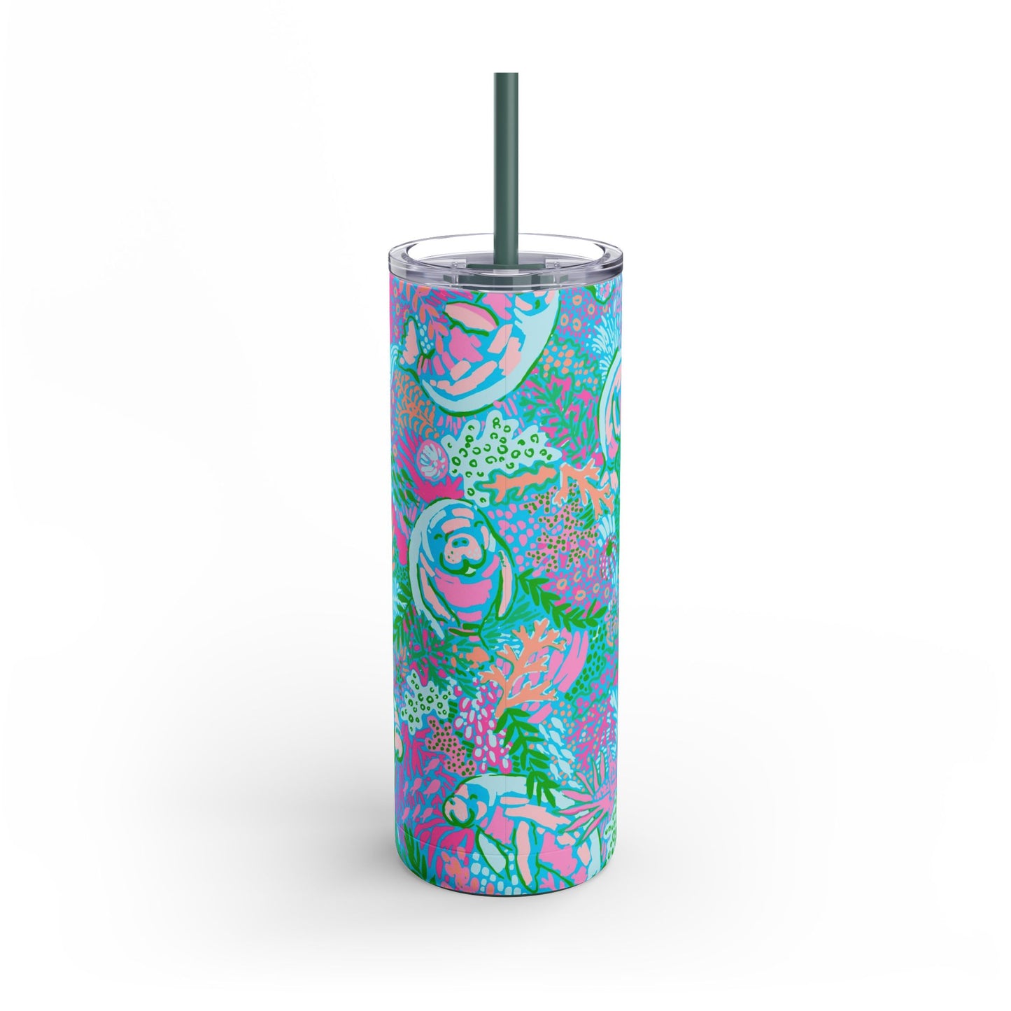 Manatee Paradise Skinny Tumbler with screw-on slide