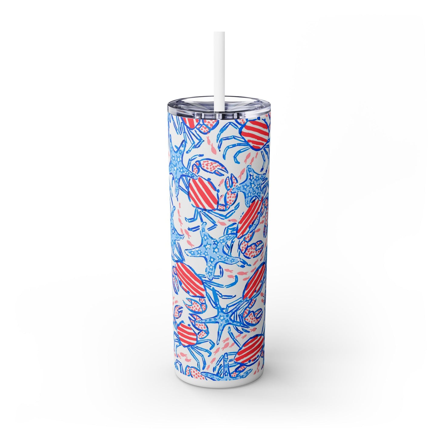 Patriotic Crab & Seashell Skinny Tumbler