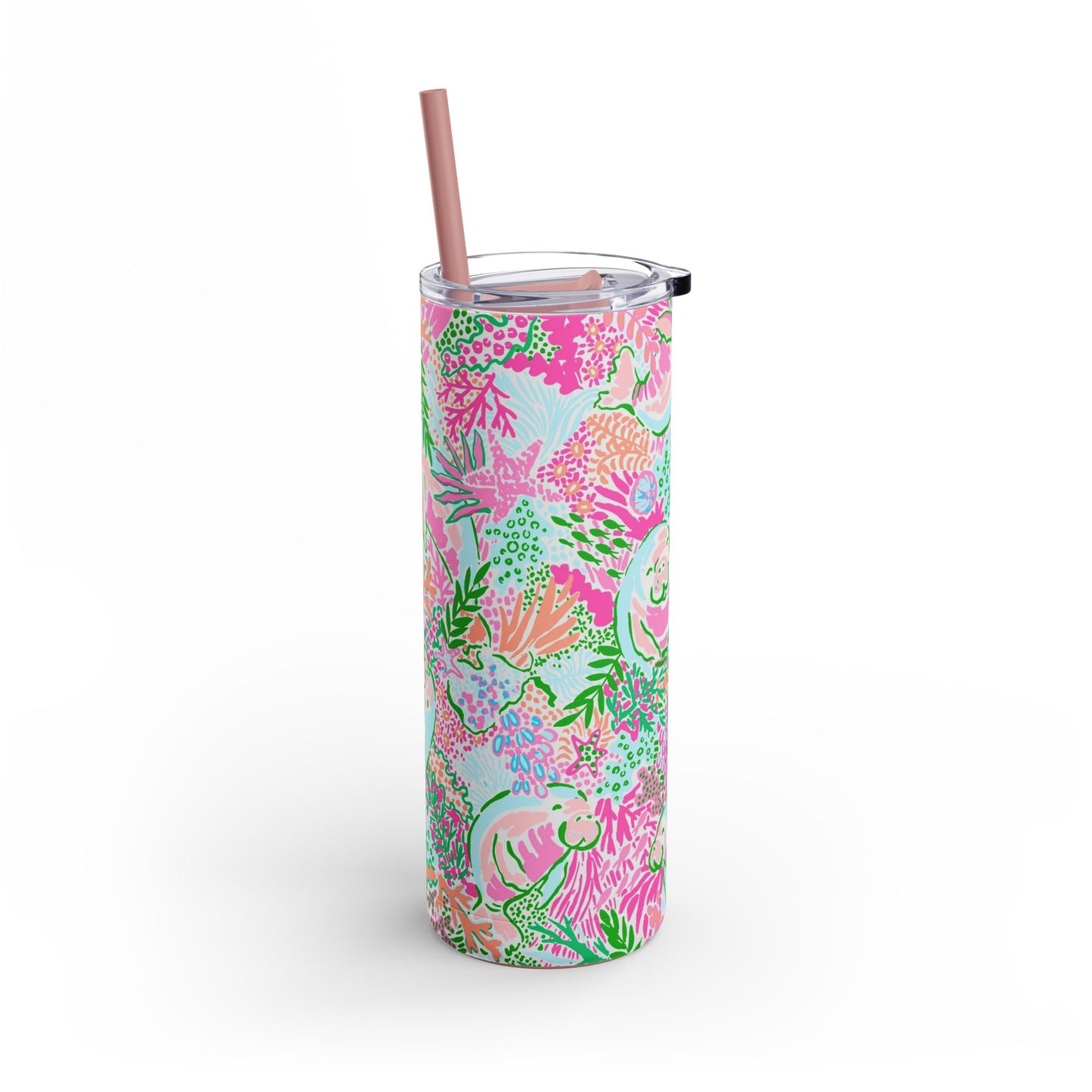 Manatee Paradise Skinny Tumbler with screw-on slide
