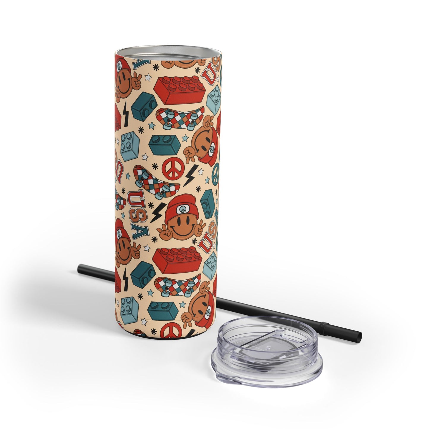 Smiles & Stripes Skinny Tumbler with screw-on slide