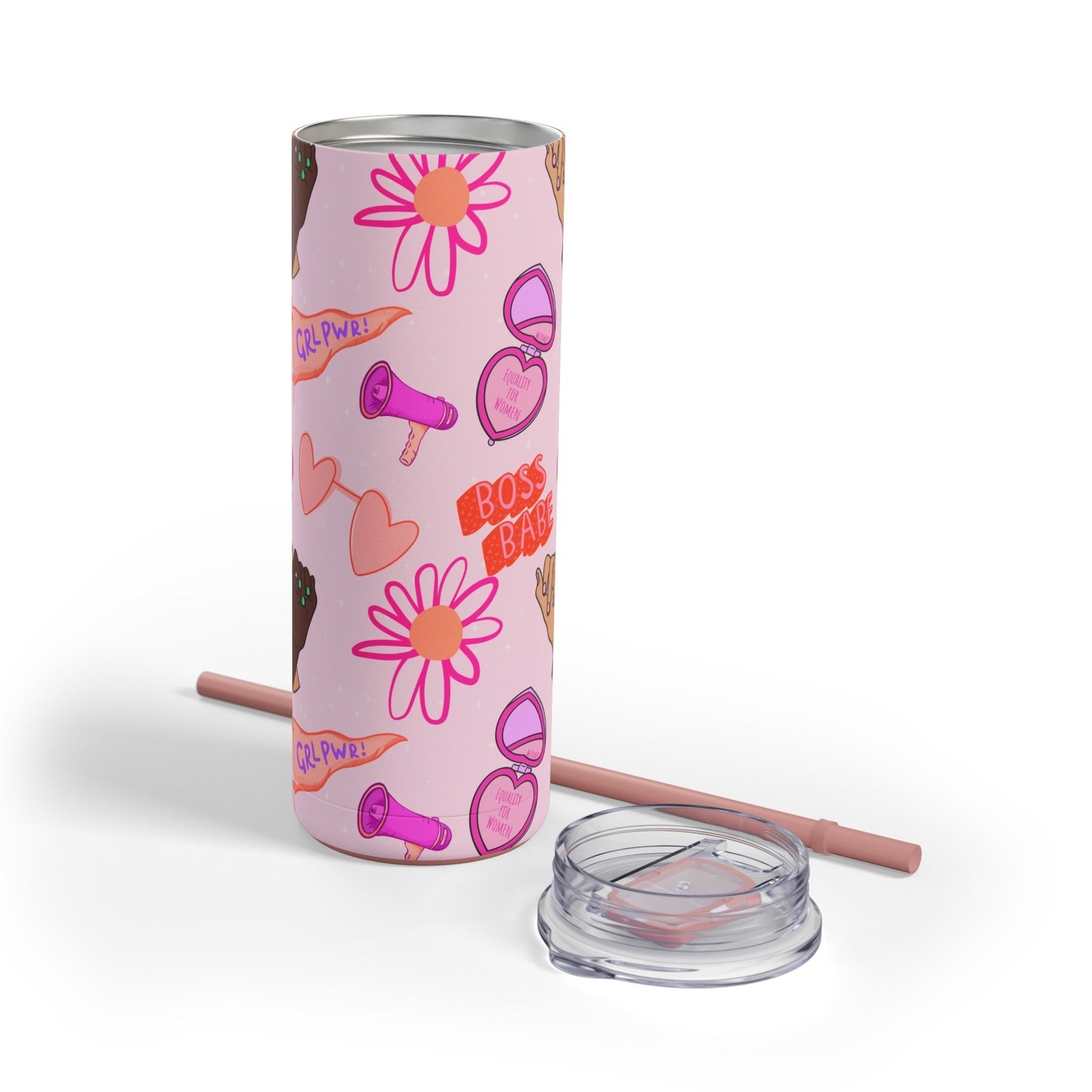Celebrate Her Power Skinny Tumbler with screw-on slide