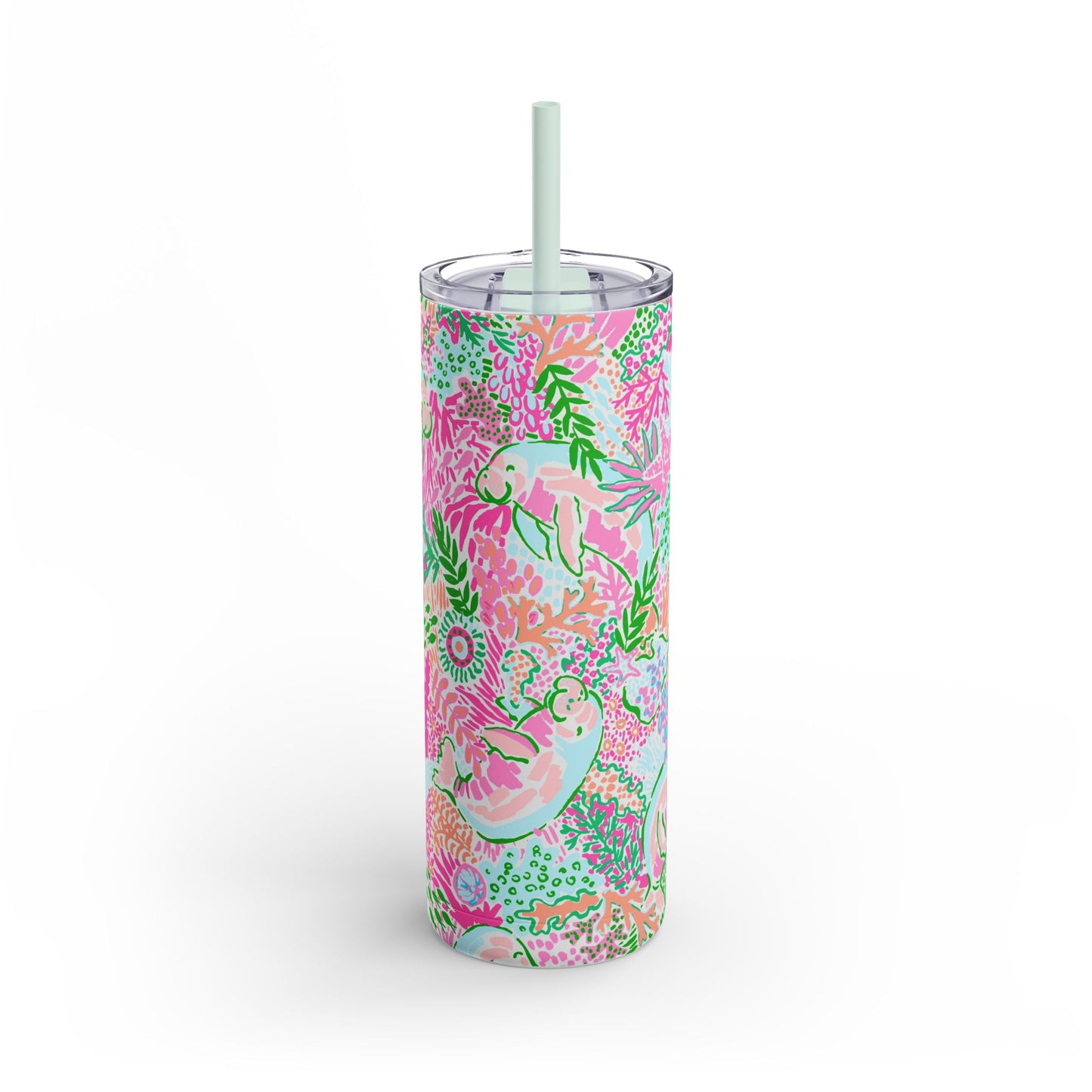 Manatee Paradise Skinny Tumbler with screw-on slide