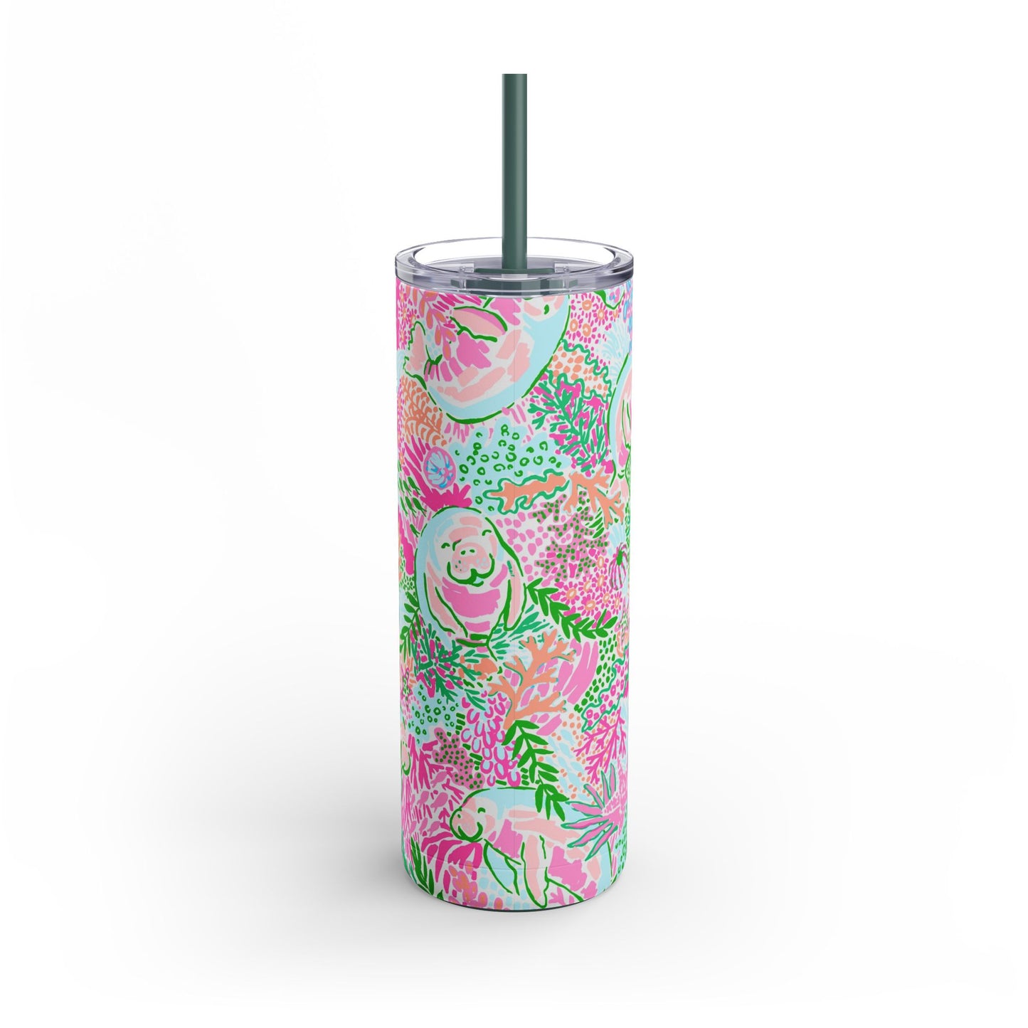 Manatee Paradise Skinny Tumbler with screw-on slide