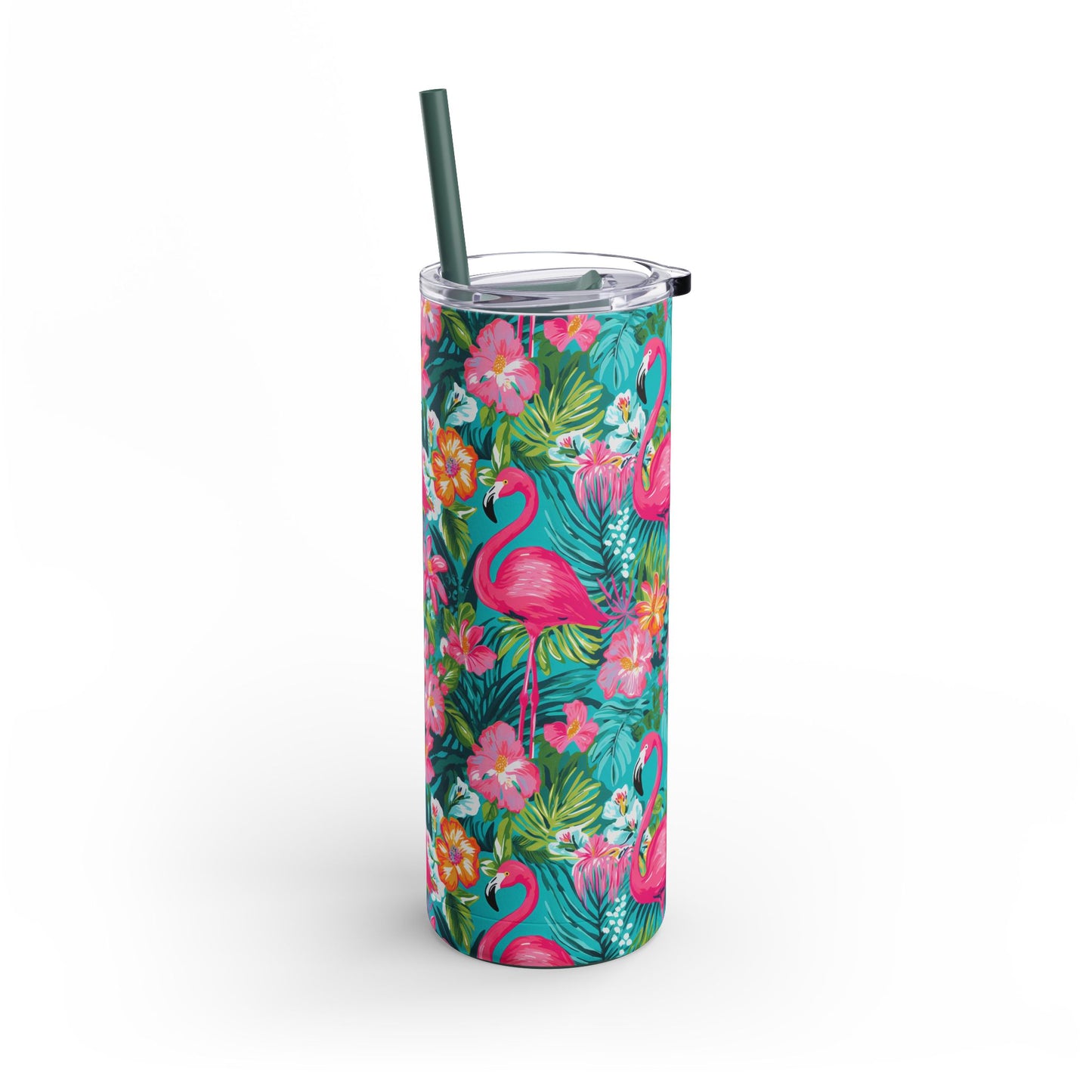 Pink Paradise Skinny Tumbler with screw-on slide