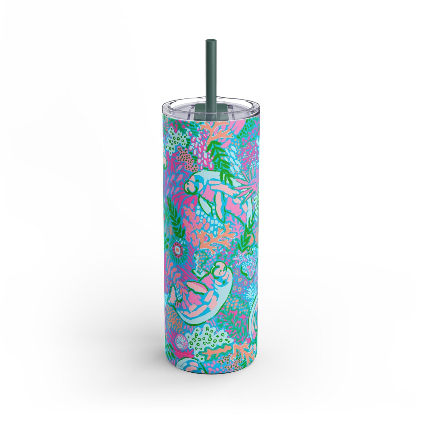 Manatee Paradise Skinny Tumbler with screw-on slide