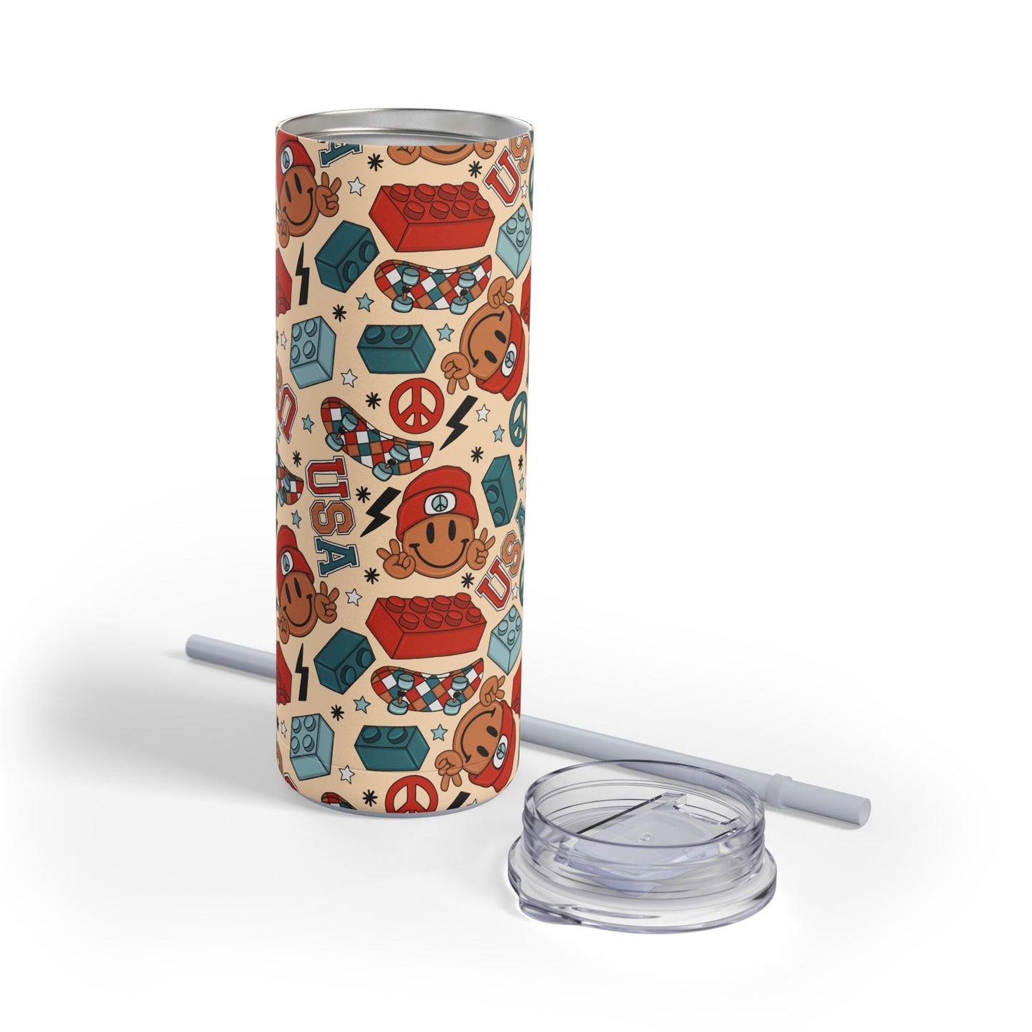 Smiles & Stripes Skinny Tumbler with screw-on slide