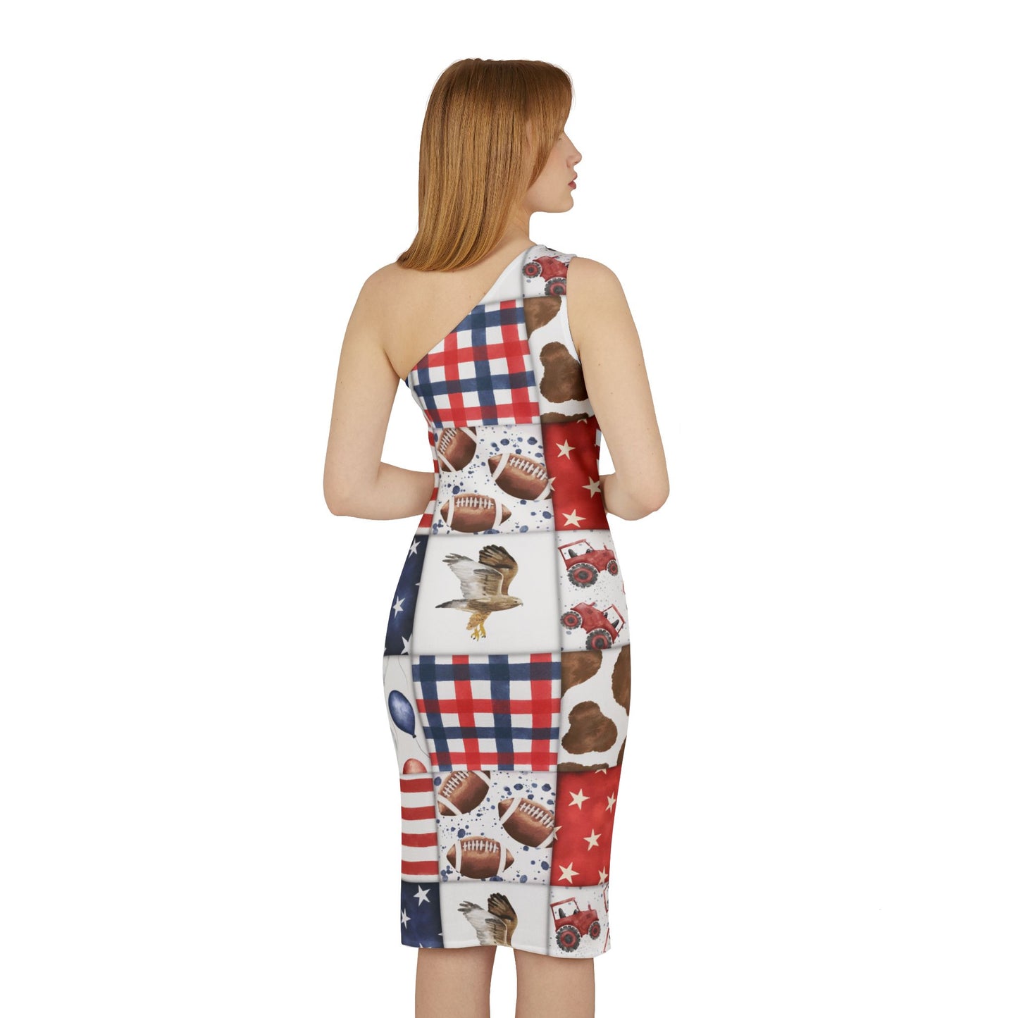Patriot Patchwork One Shoulder Dress