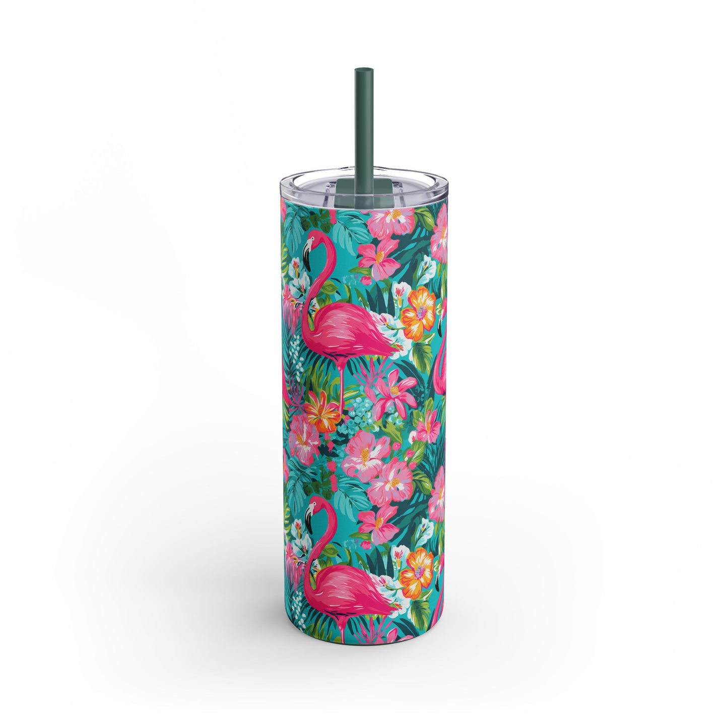 Pink Paradise Skinny Tumbler with screw-on slide