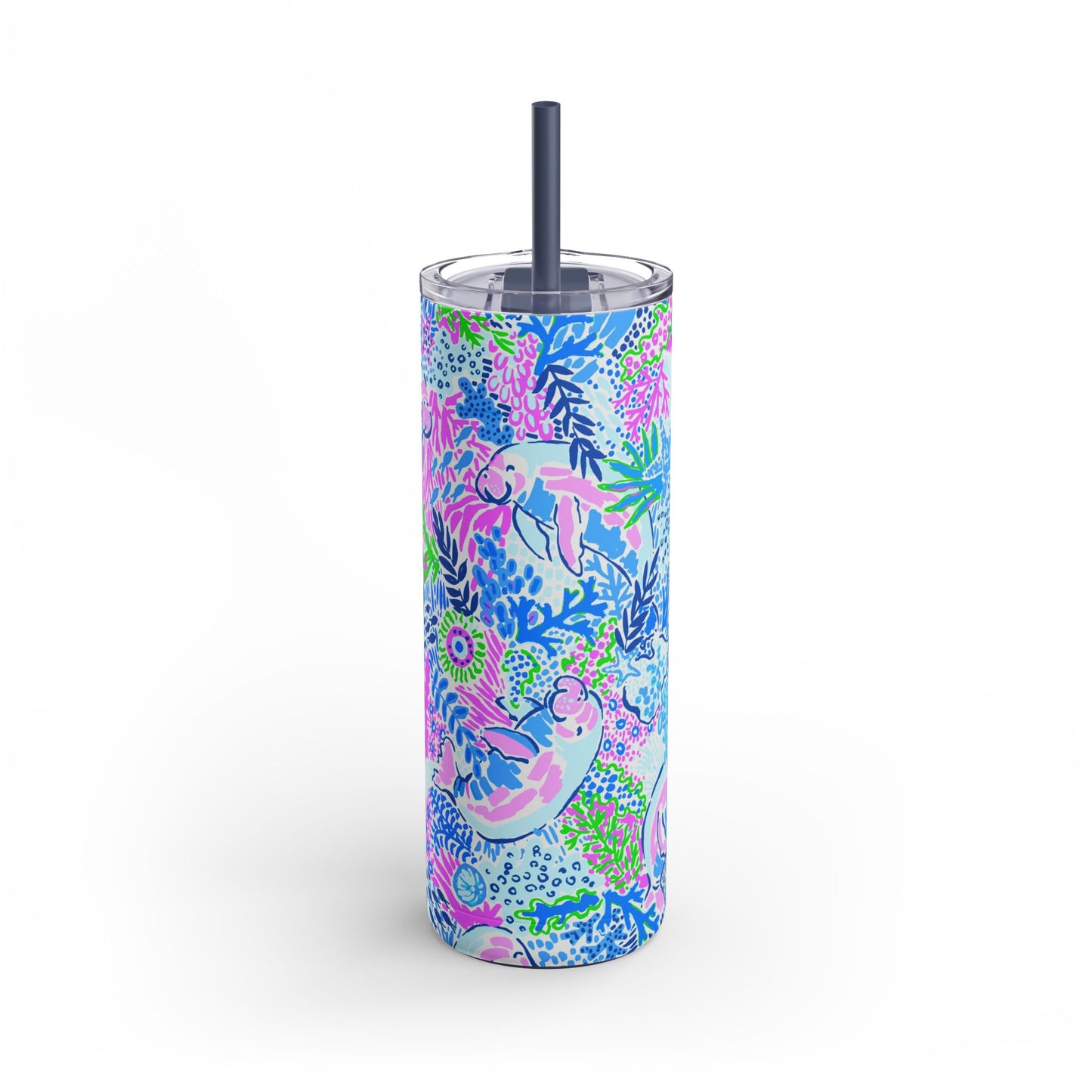 Manatee Paradise Skinny Tumbler with screw-on slide
