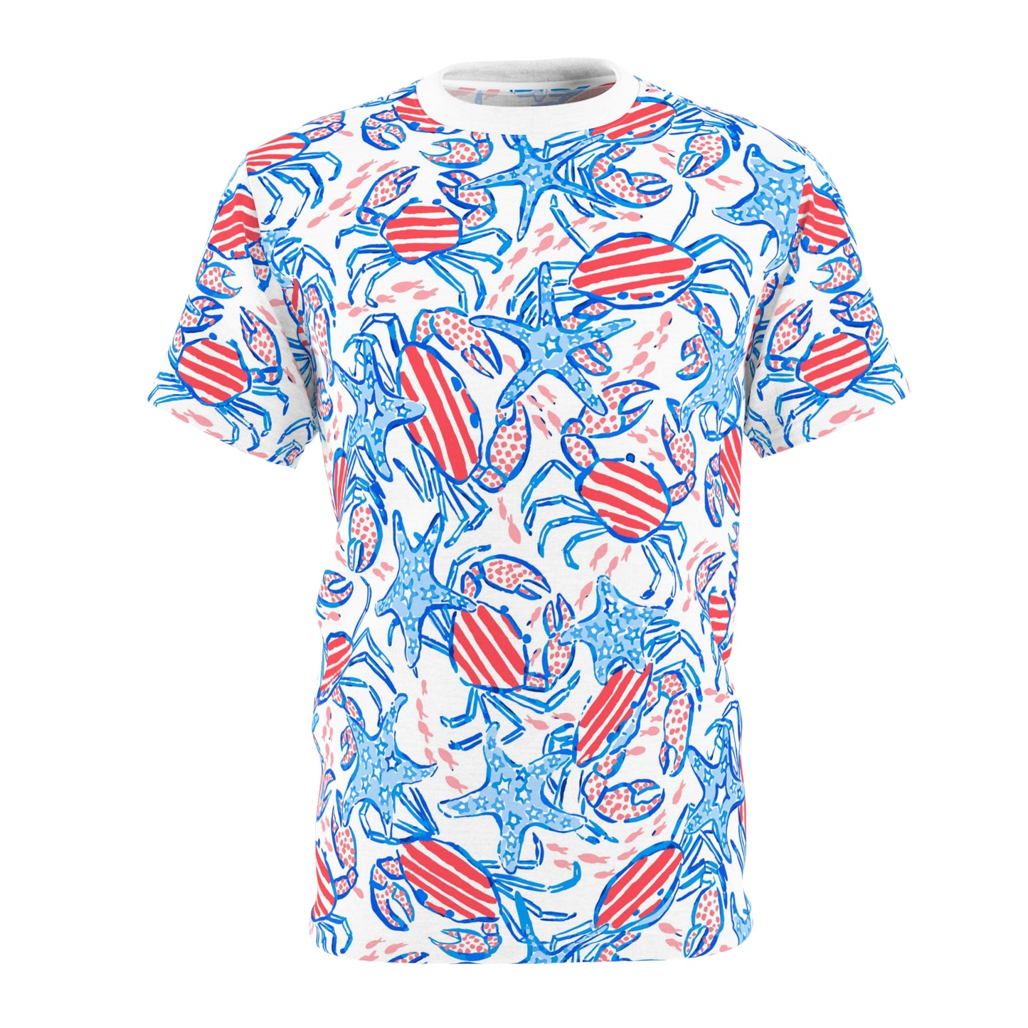 Patriotic Crab & Seashell All-Over-Print T-Shirt