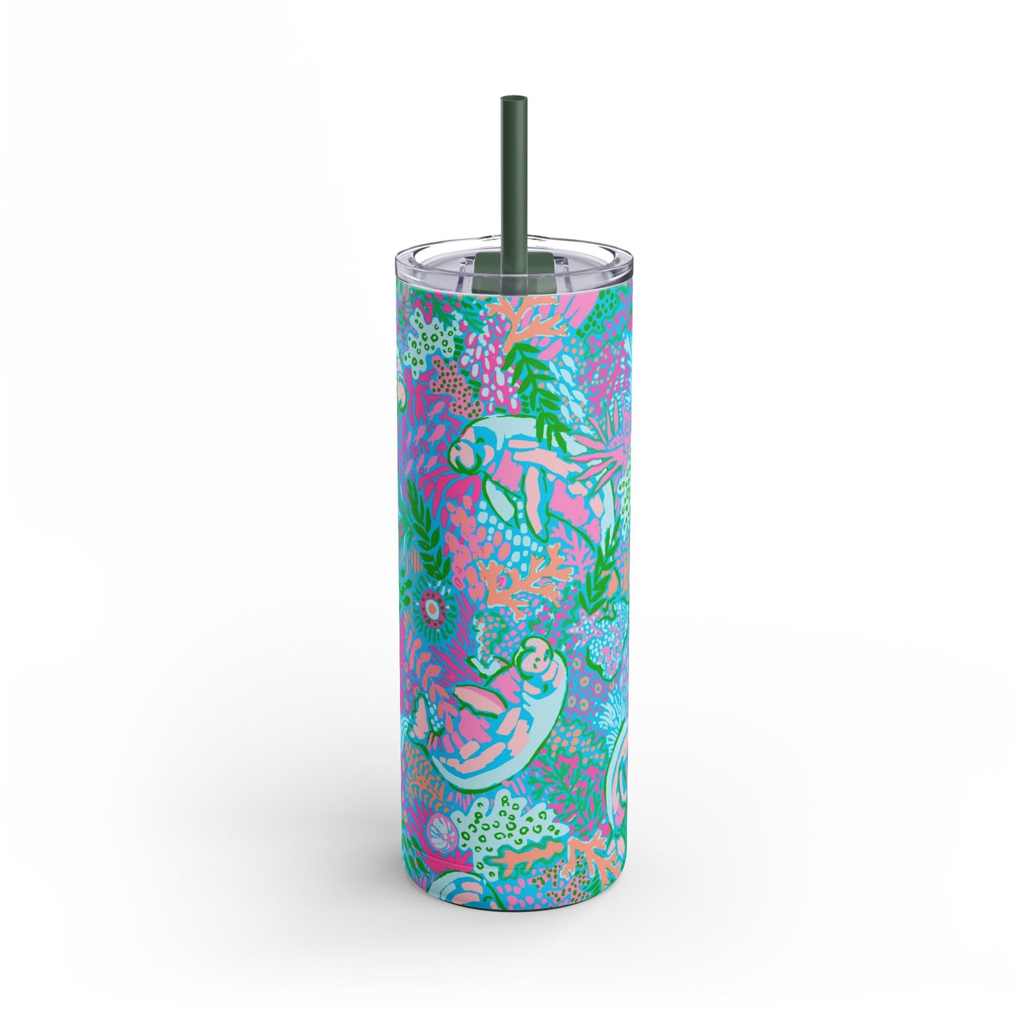 Manatee Paradise Skinny Tumbler with screw-on slide