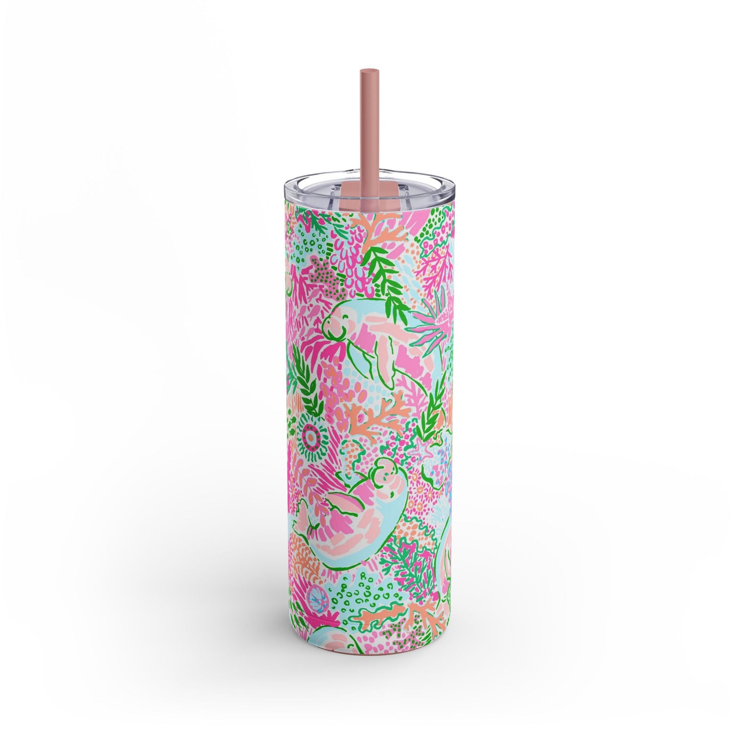 Manatee Paradise Skinny Tumbler with screw-on slide