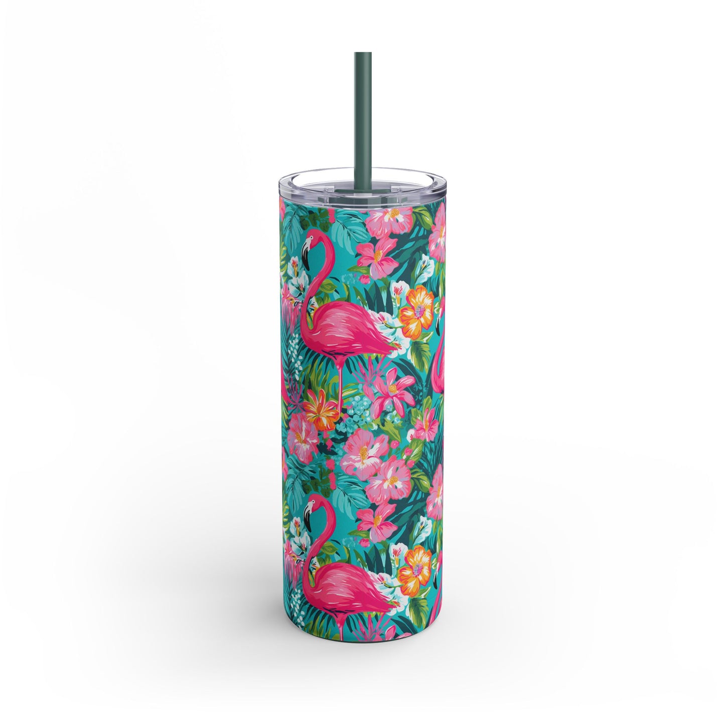 Pink Paradise Skinny Tumbler with screw-on slide