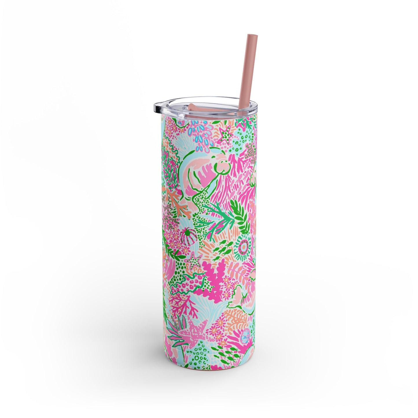 Manatee Paradise Skinny Tumbler with screw-on slide
