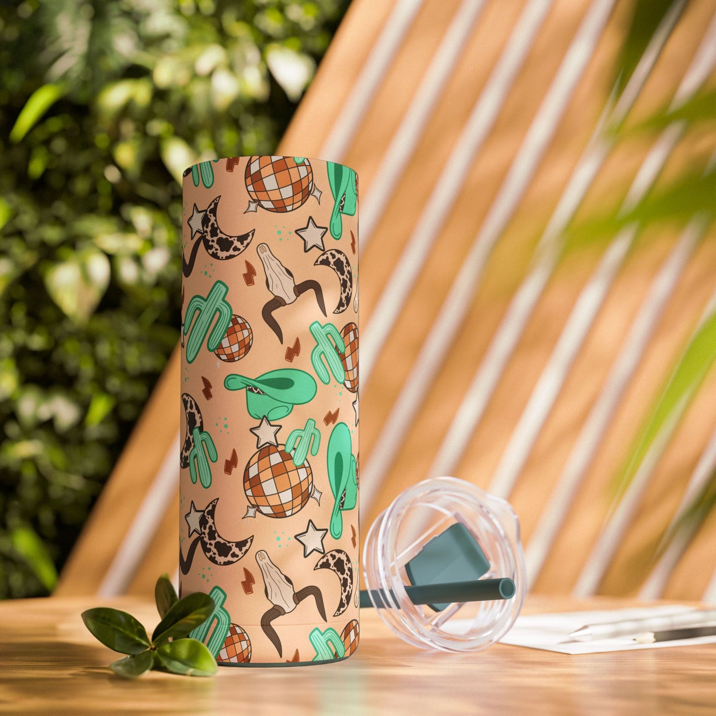 Rodeo Rave Skinny Tumbler with screw-on slide