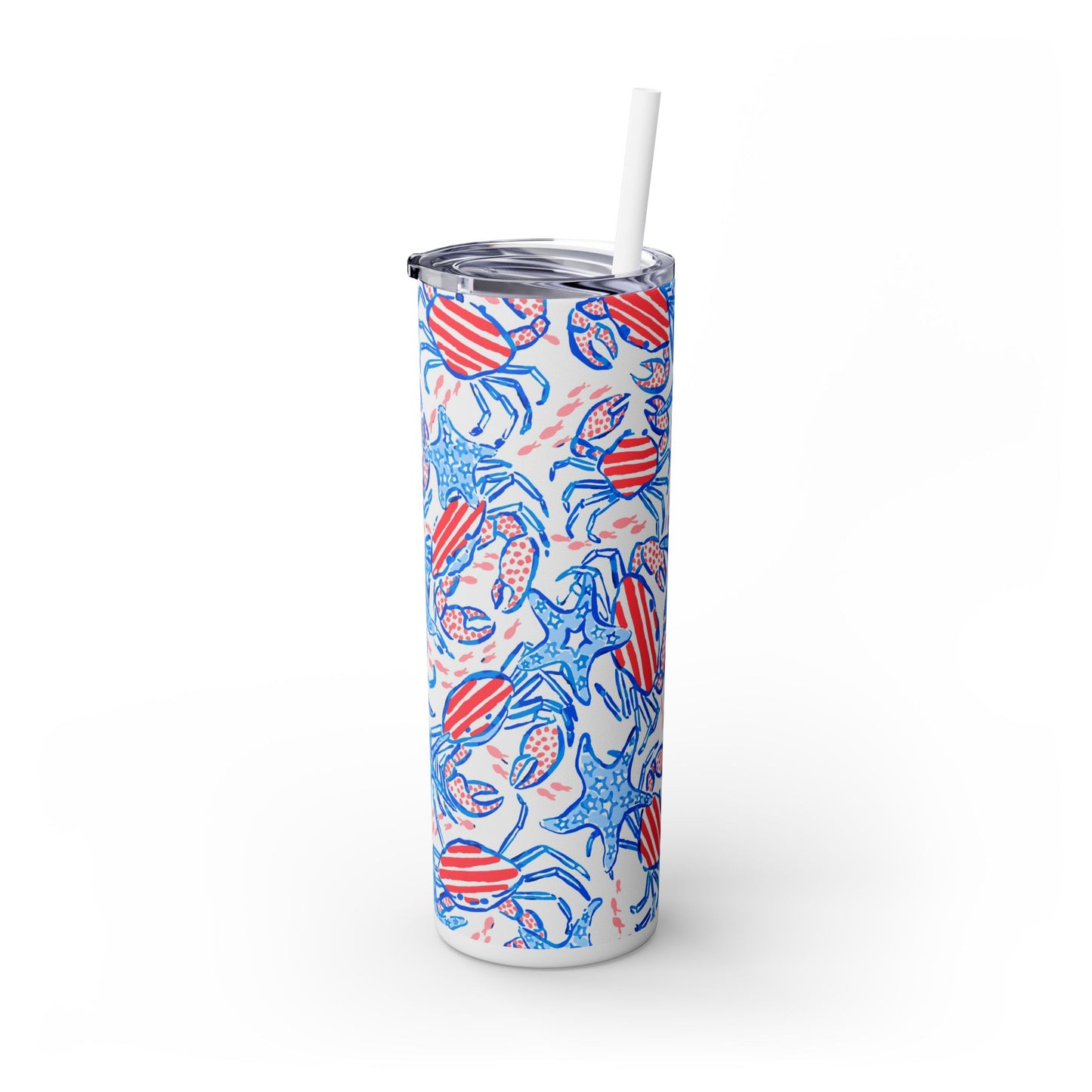 Patriotic Crab & Seashell Skinny Tumbler