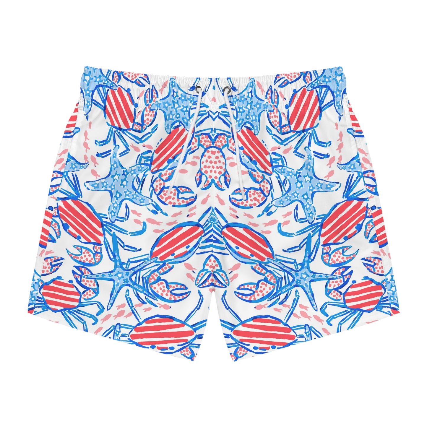 Patriotic Crab & Seashell Swim Trunks
