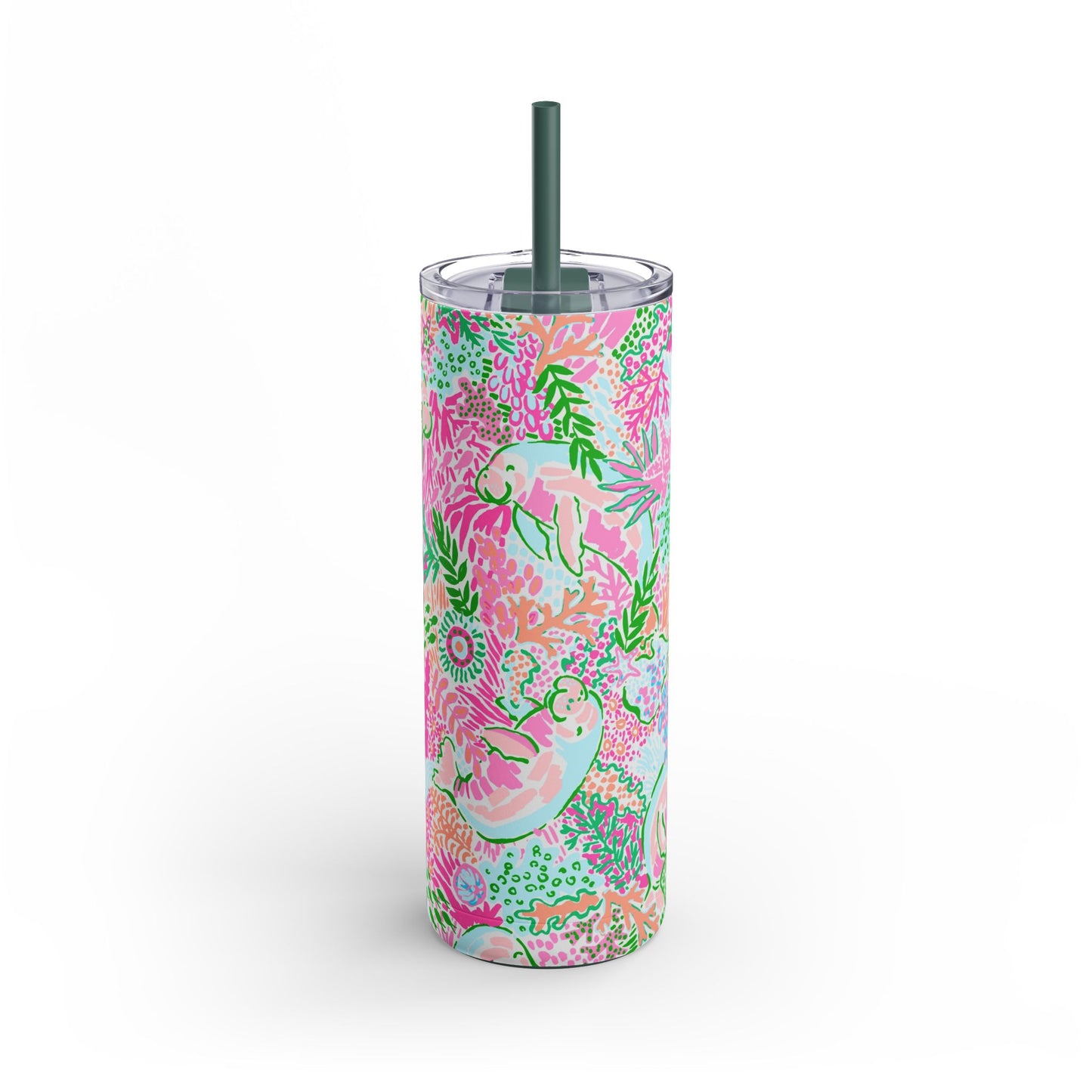 Manatee Paradise Skinny Tumbler with screw-on slide