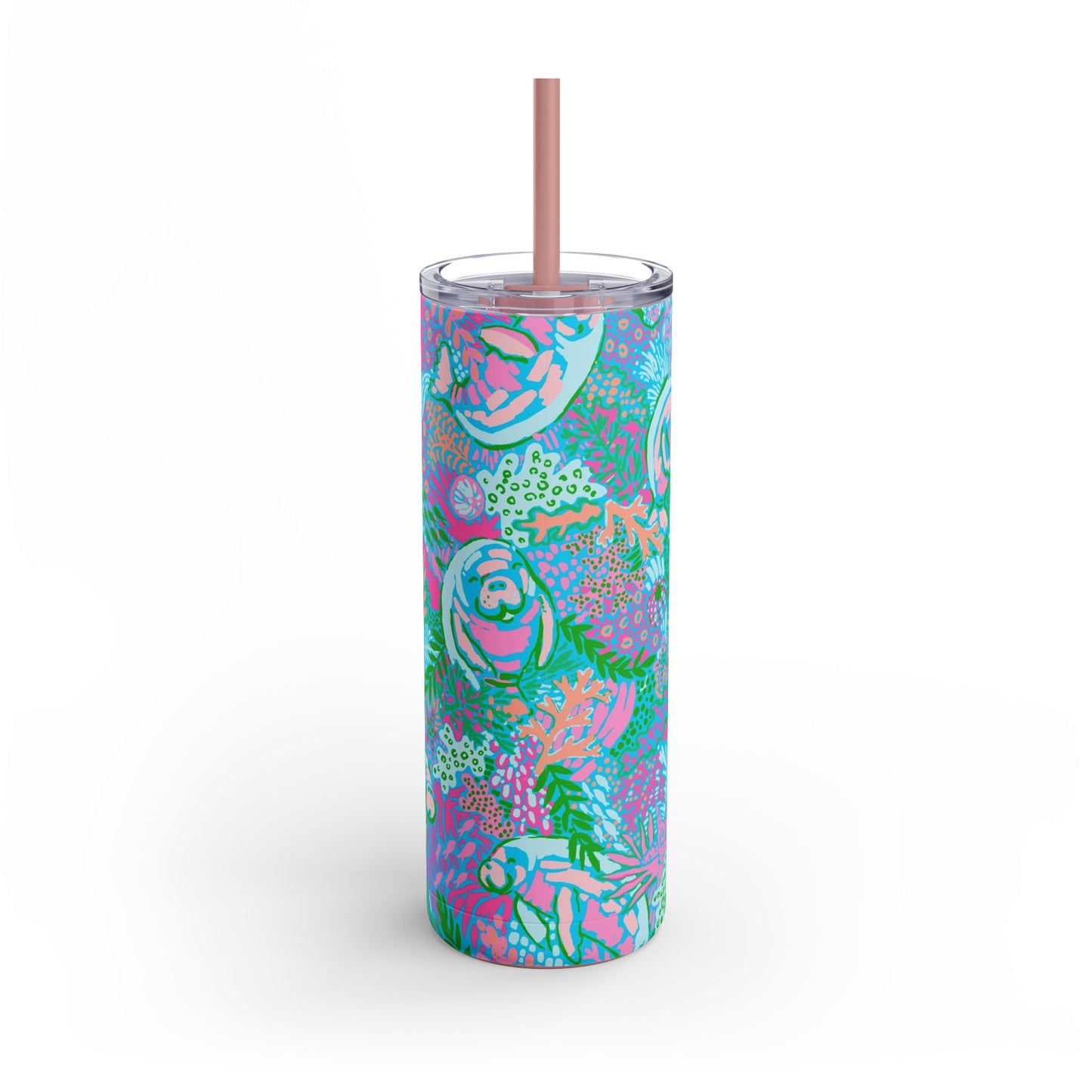Manatee Paradise Skinny Tumbler with screw-on slide