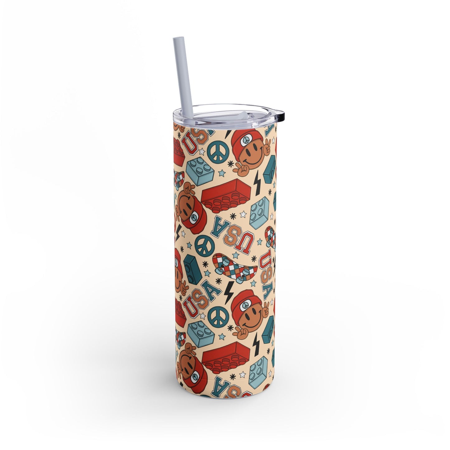 Smiles & Stripes Skinny Tumbler with screw-on slide