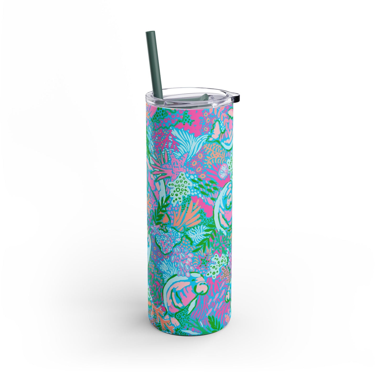 Manatee Paradise Skinny Tumbler with screw-on slide