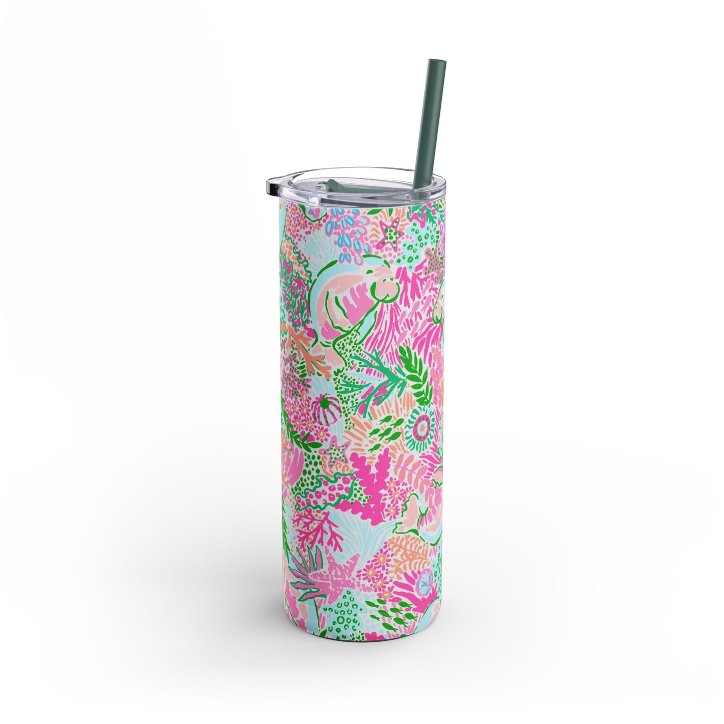 Manatee Paradise Skinny Tumbler with screw-on slide