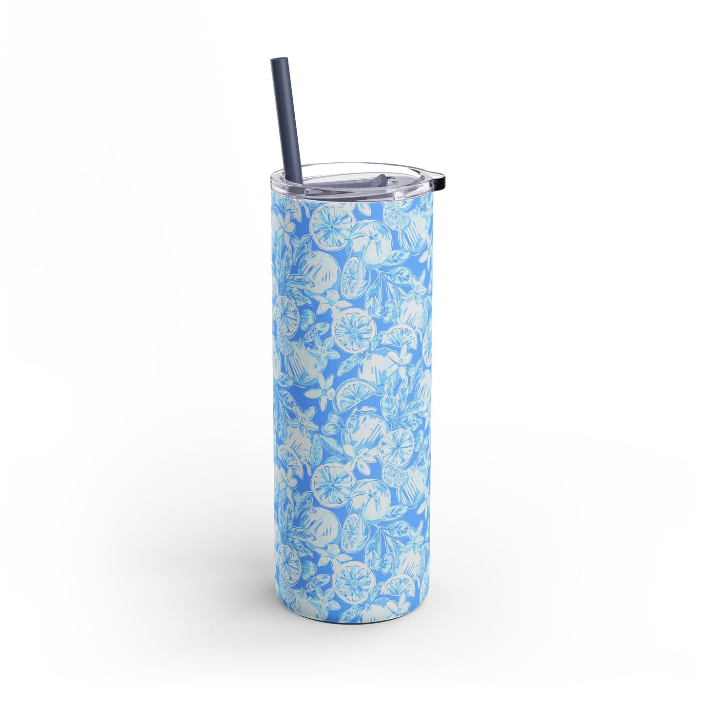 White Orchard Skinny Tumbler with screw-on slide