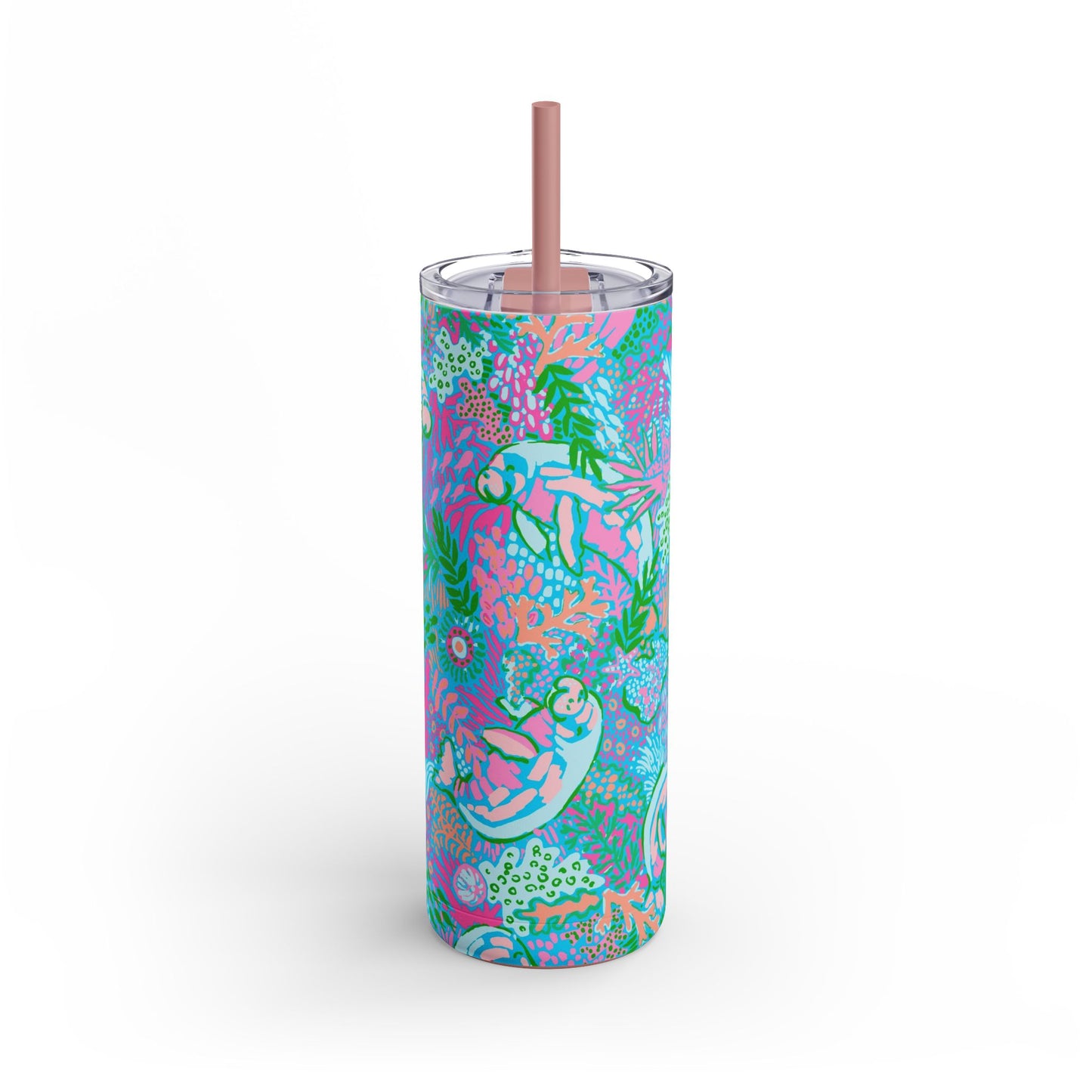 Manatee Paradise Skinny Tumbler with screw-on slide