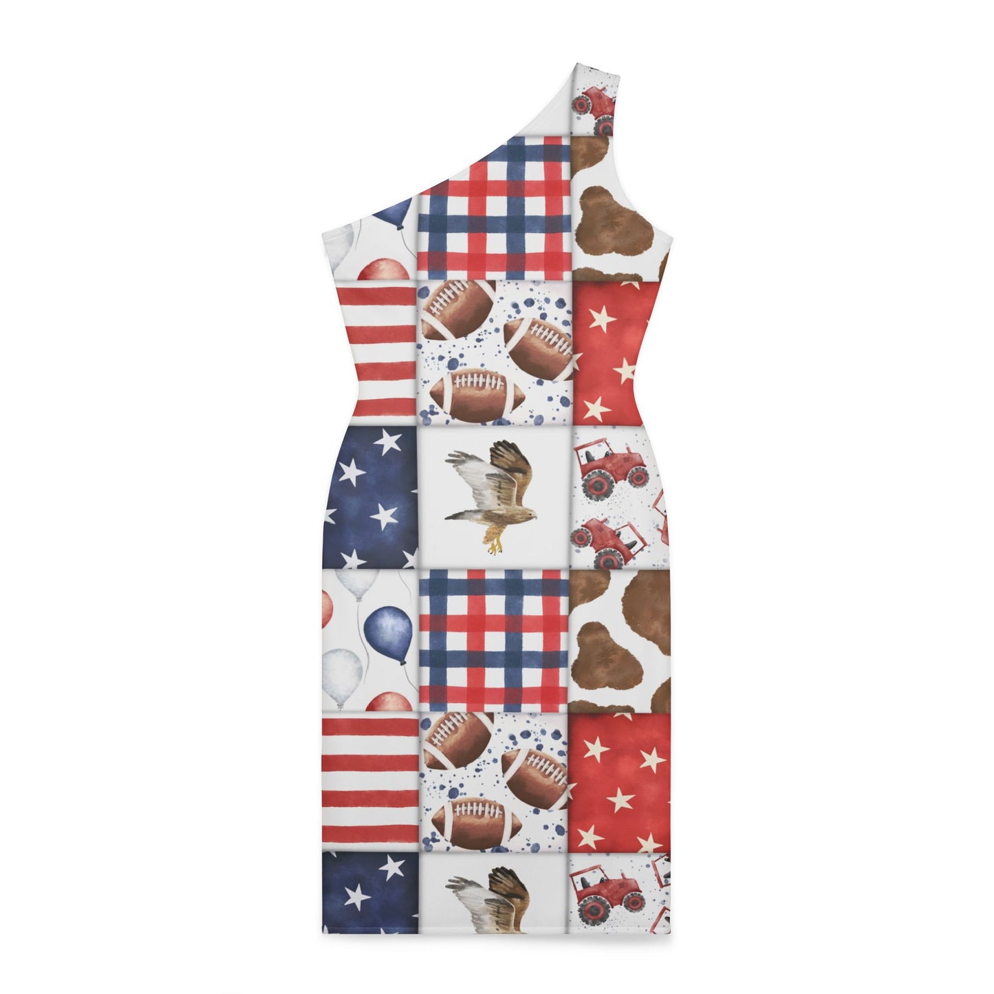Patriot Patchwork One Shoulder Dress