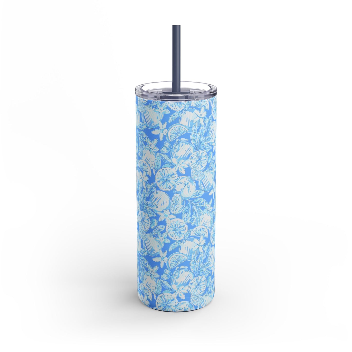 White Orchard Skinny Tumbler with screw-on slide