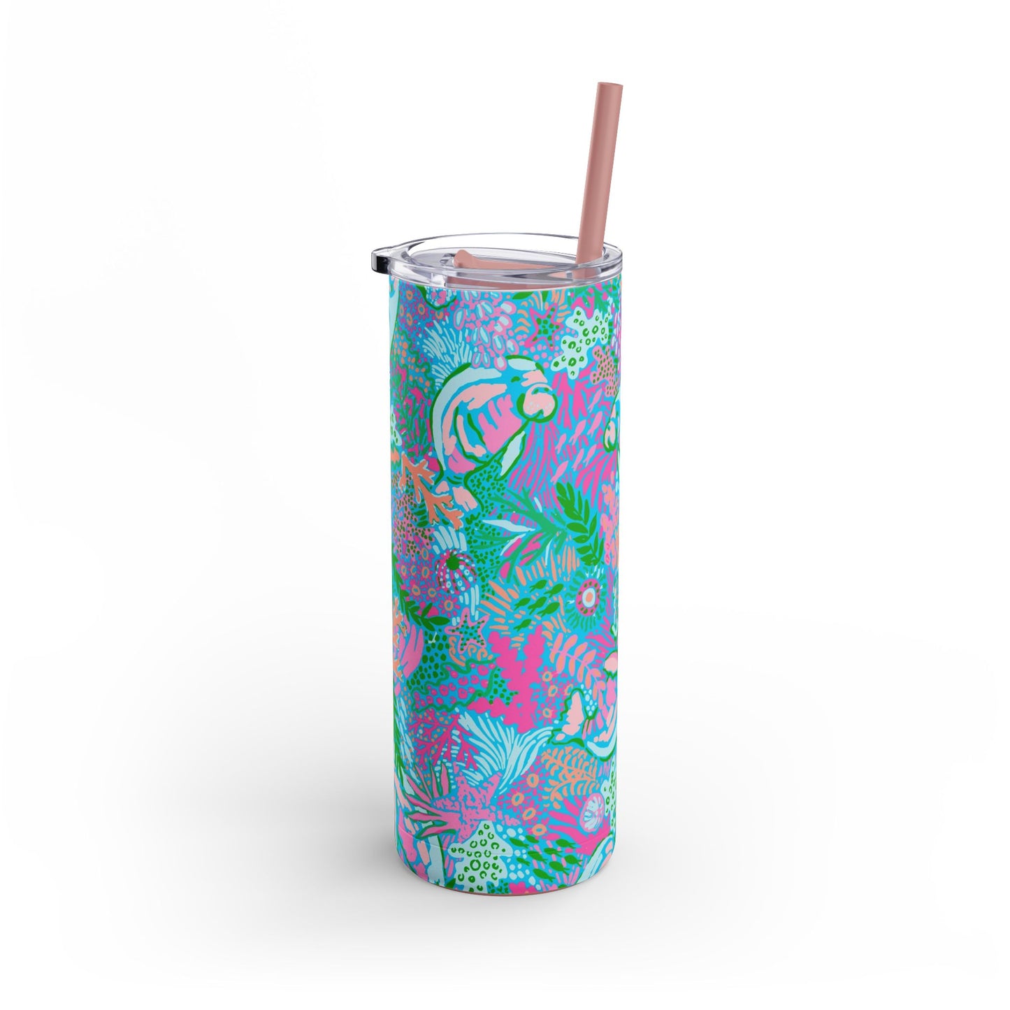 Manatee Paradise Skinny Tumbler with screw-on slide
