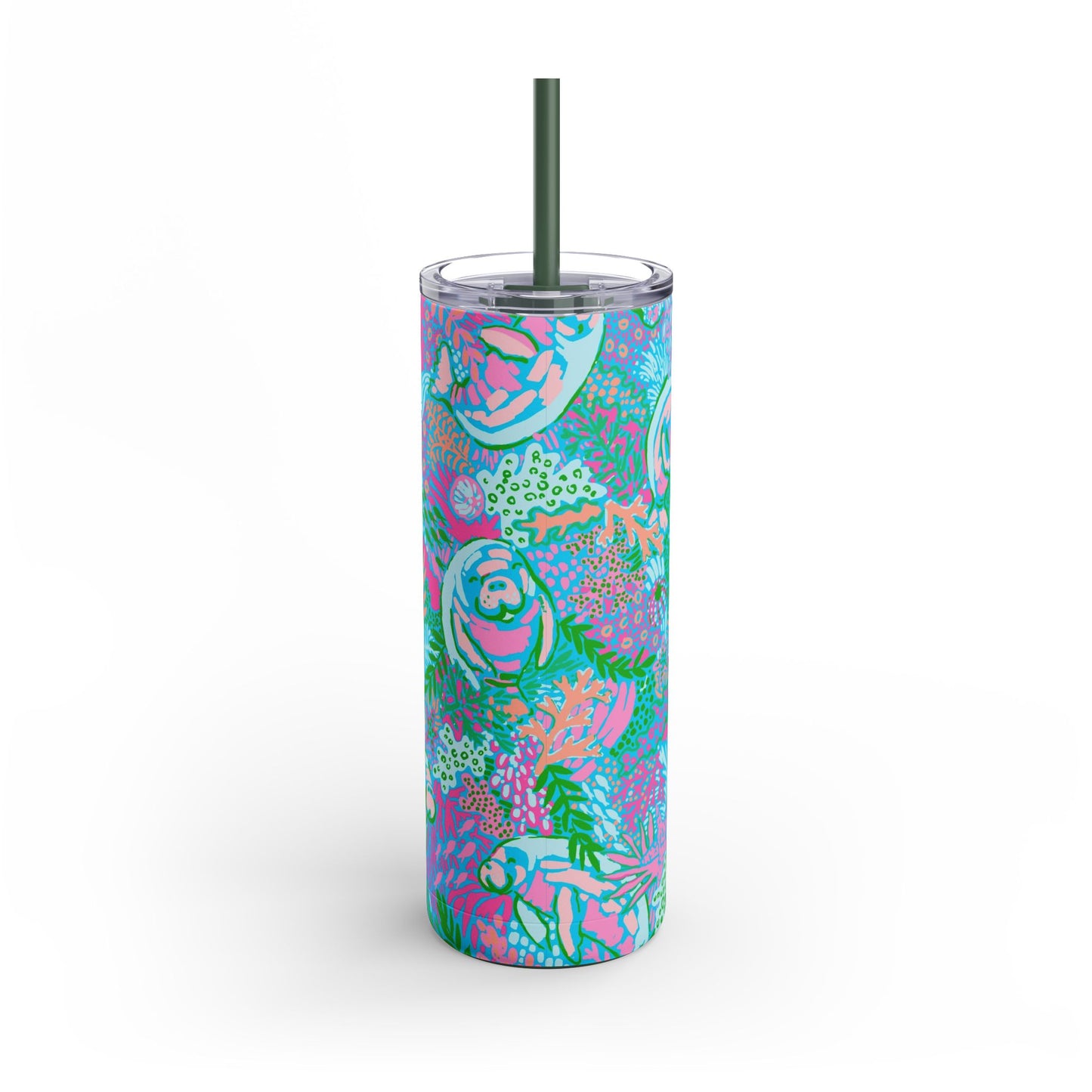 Manatee Paradise Skinny Tumbler with screw-on slide