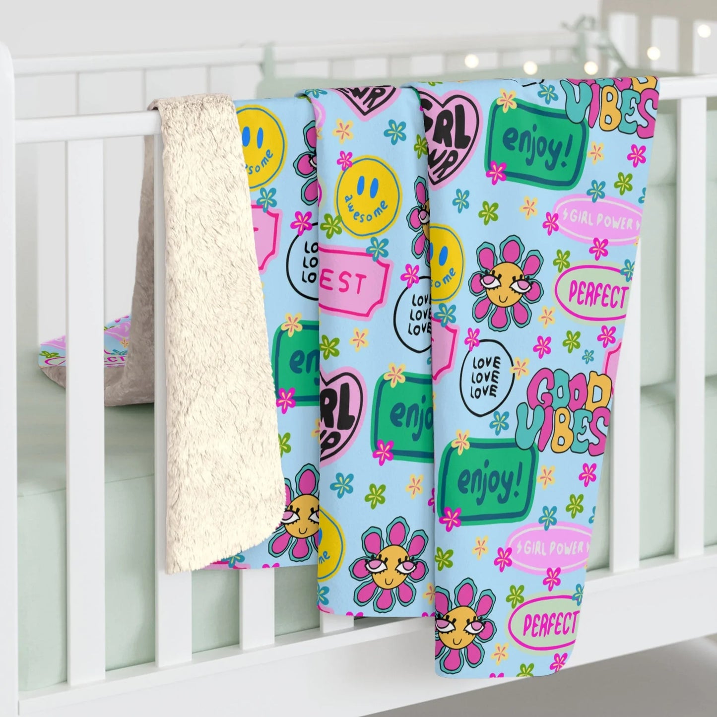 Girl Power Good Vibes Blanket - 50’’ × 60’’ - Home Decor