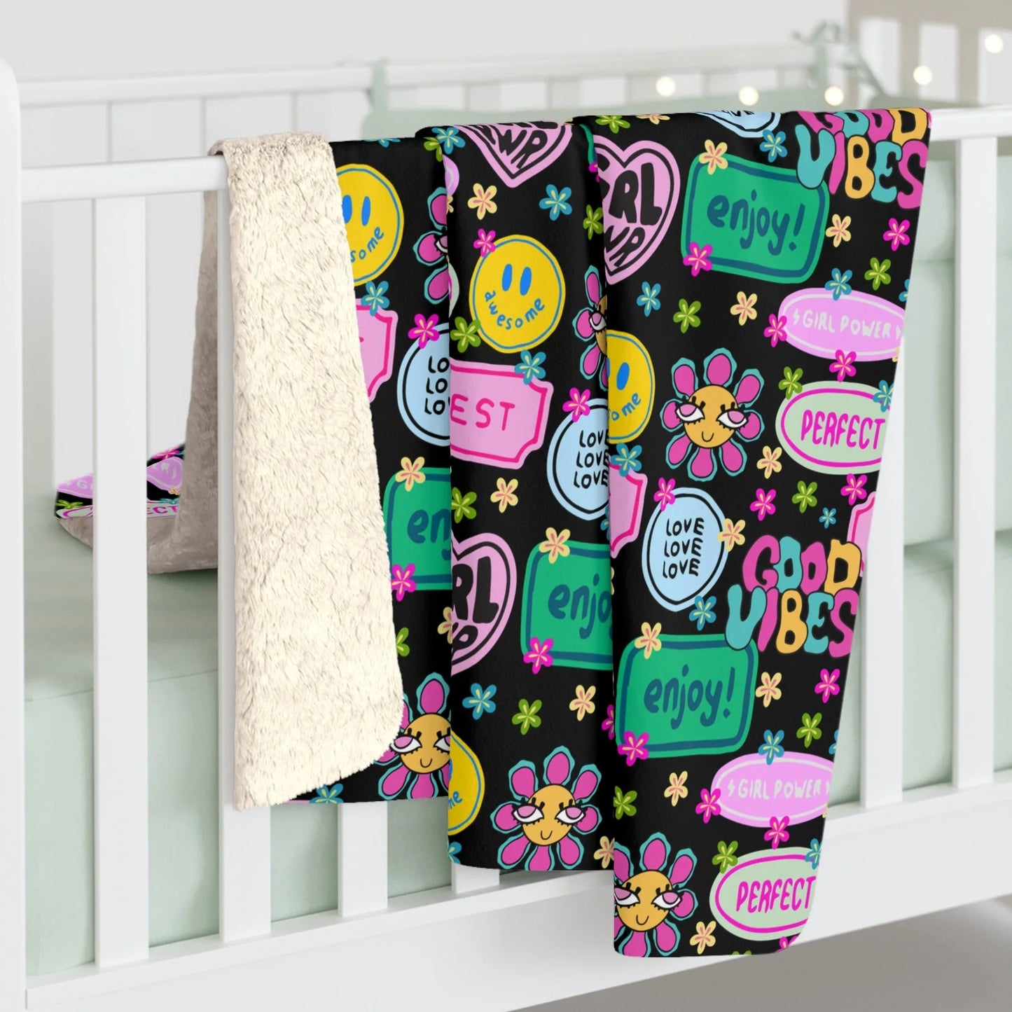 Girl Power Good Vibes Blanket - 50’’ × 60’’ - Home Decor