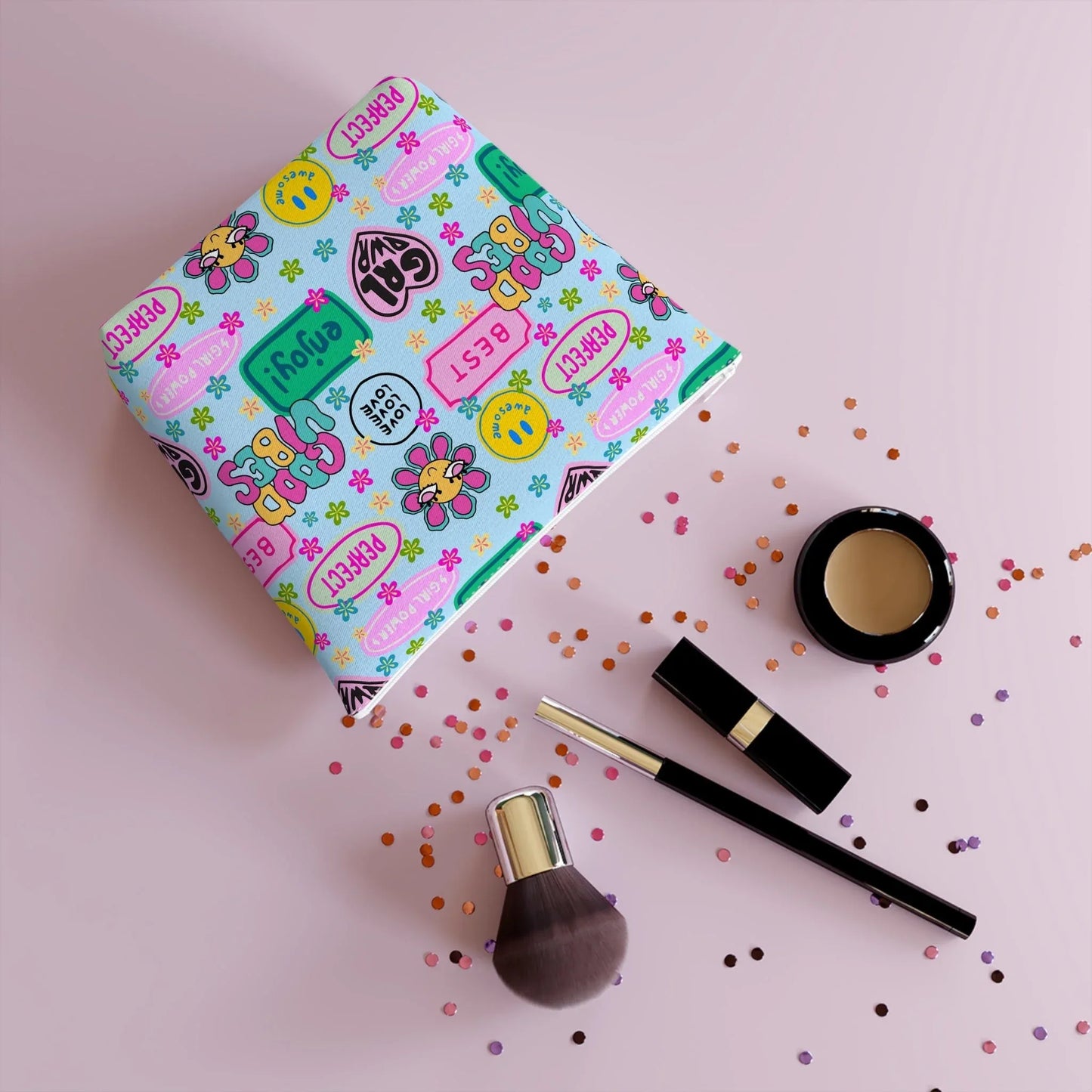 Girl Power Good Vibes Cosmetic Bag - Bags