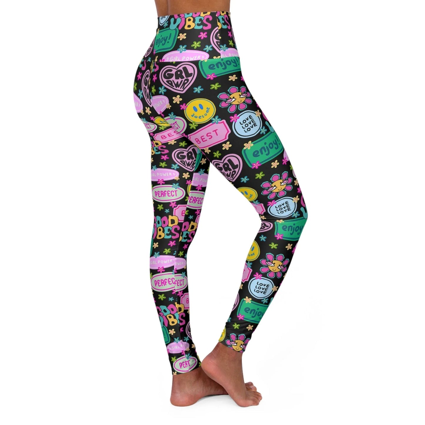 Girl Power Good Vibes High Waisted Yoga Leggings - All Over Prints