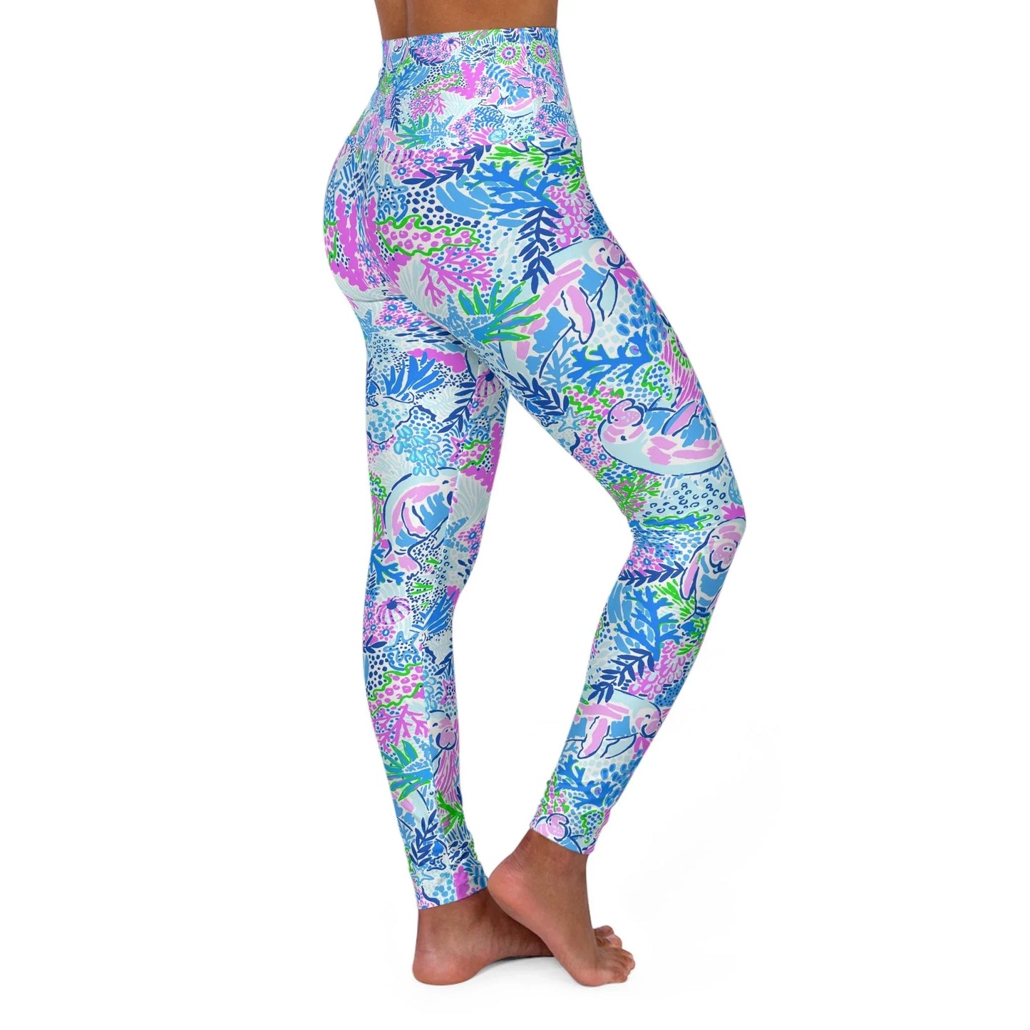 Manatee Paradise High Waisted Yoga Leggings - All Over Prints