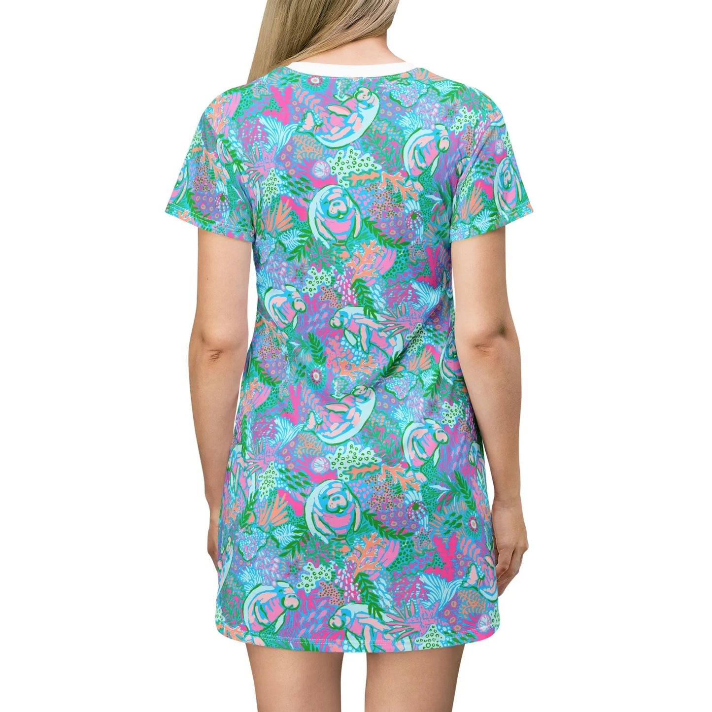 Manatee Paradise T-Shirt Dress - All Over Prints